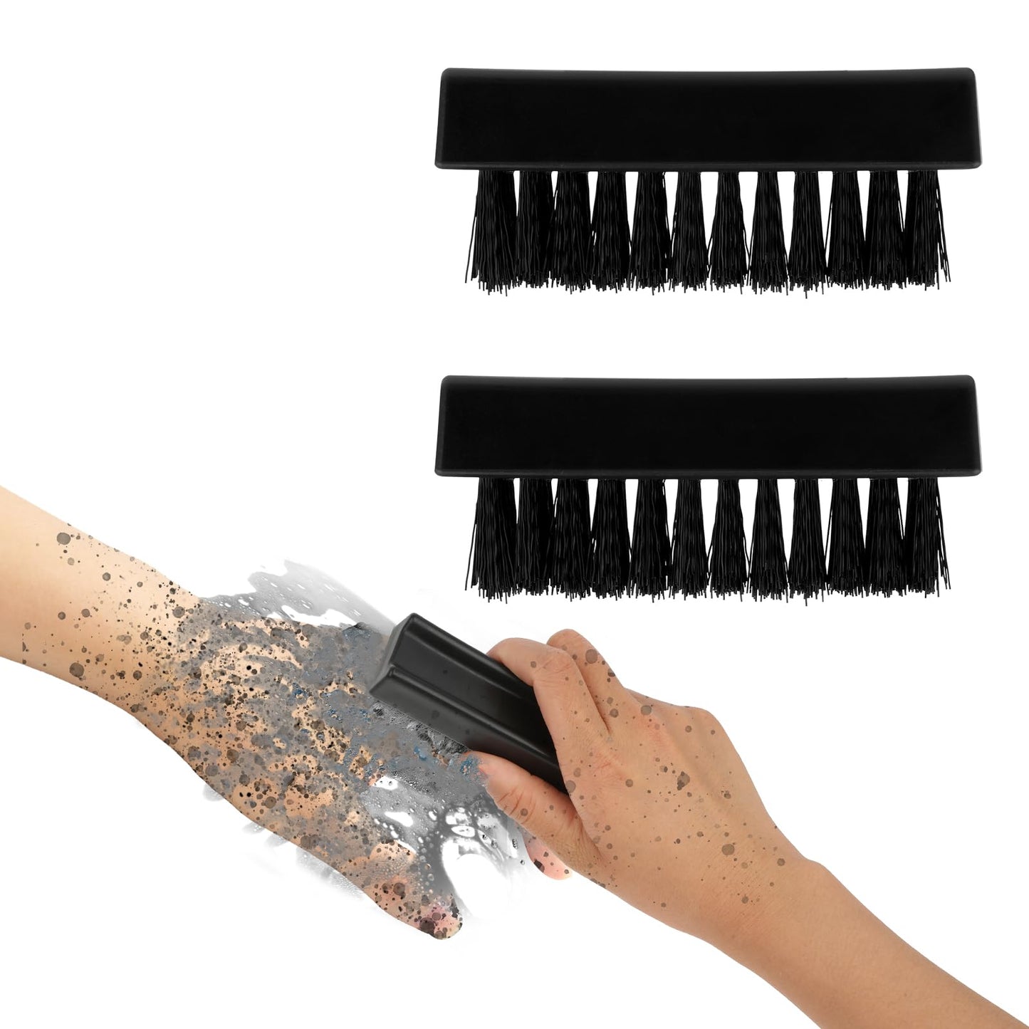 Amabro 2 PCS Hand Nail Brushes, Fingernail Scrubber Brush for Cleaning Hand Toes Black Stiff Bristle Scrub Brush Cleaner for Men Women Mechanics Gardeners Scrubbing Fingers Foot