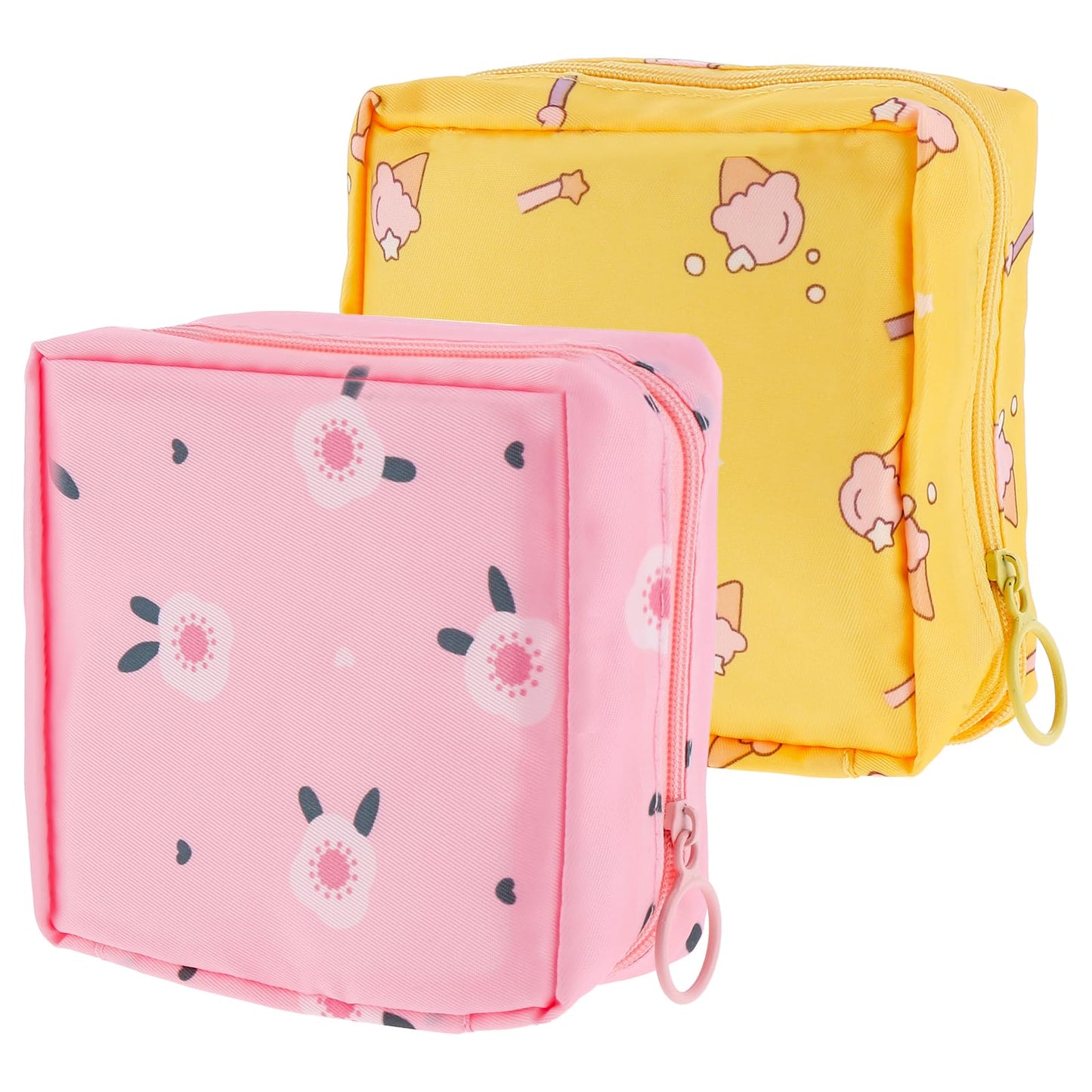 TIESOME Cute Sanitary Napkin Storage Bag for Teen Girls, 2Pcs Waterproof Period Bag Lovely Menstrual Pad Bag Portable Period Pouch with Zipper Tampon Holder for Women Ladies School(B)