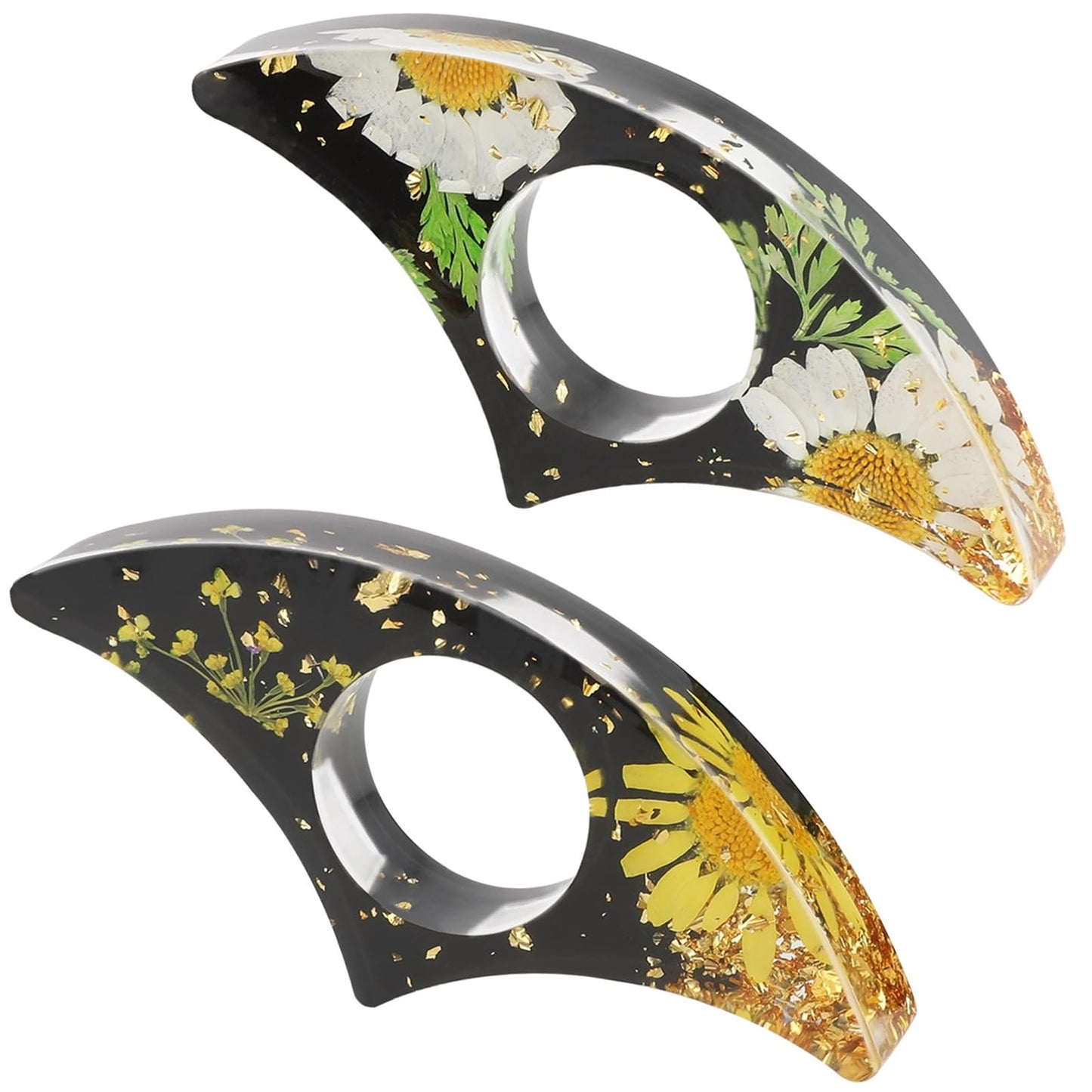 TIESOME Dried Flower Book Holder, 2 Pieces Handmade Real Flowers Thumb Book Page Holder Resin Thumb Bookmark Reading Accessories Book Opener Floral Bookmark for Teachers Book Lovers