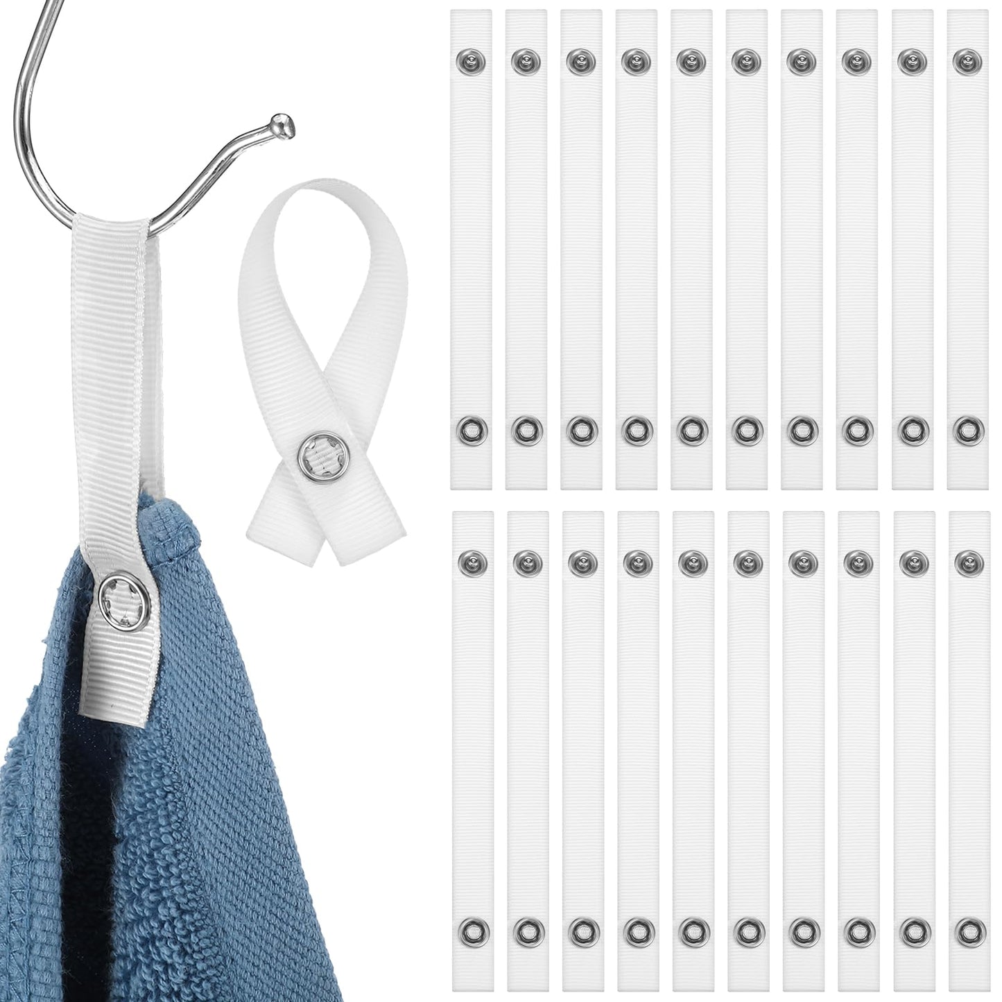 HJZHII Pack of 20 Towel Hangers Without Sewing, 150 x 12 mm Hangers for Towels, Towel Hangers Without Sewing, Towel Hangers, Decorative for Clips, Hanging, Coat Hanger for Tea Towel, Camping