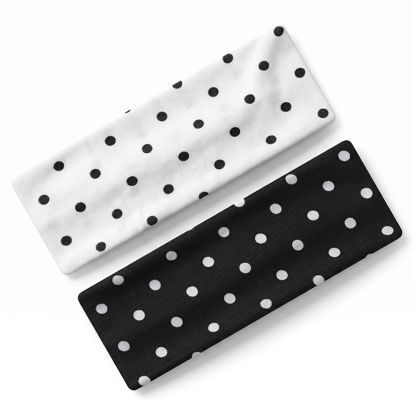 HJZHII 2Pcs Polka Dot Headband, Black White Polka Dot Elastic Headbands