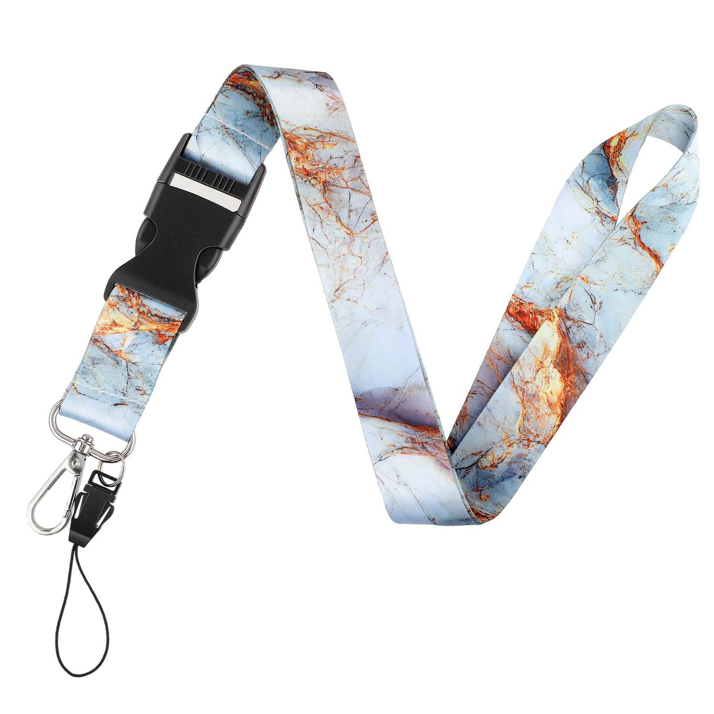 cobee Marble Badge Lanyards, Detachable Keychain Lanyard Heavy Duty Neck Lanyard for Badge Holders Nurse Teachers Office (White Gold Marble)
