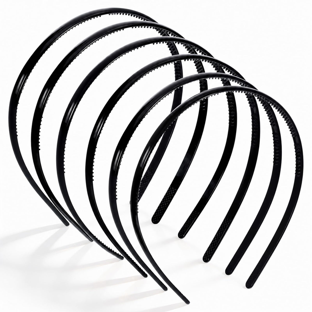 SHENLIU 8 mm Plastic Hair Band, Pack of 6 Headbands with Thin Teeth