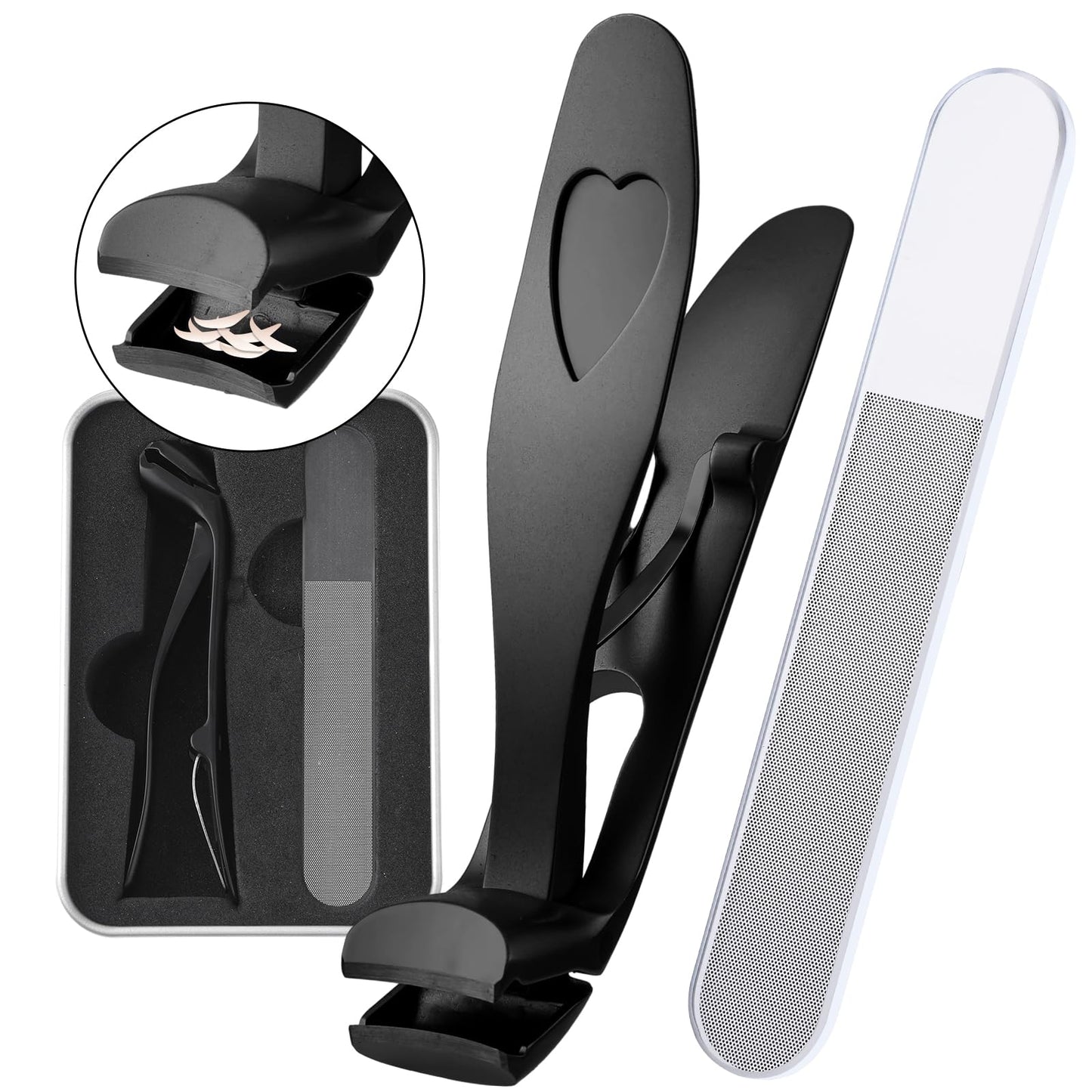 TIESOME Heavy Duty Nail Clipper for Seniors, Angled Head Toenail Clippers Long Handled Finger Nail Clipper with Nail File for Thick Nails Wide Jaw Toe Nail Cutter Trimmer Women Men(Black)