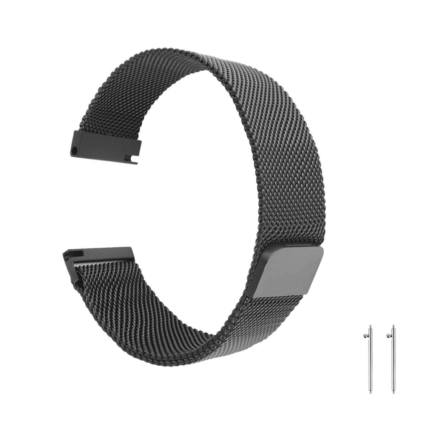 cobee Mesh Woven Quick Release Watch Strap, Metal Magnetic Watch Band, Adjustable Stainless Steel Replacement Straps with Magnetic Clasp, Smart Watch Wristbands for Men Women Teen (22mm Ear Pin Black)