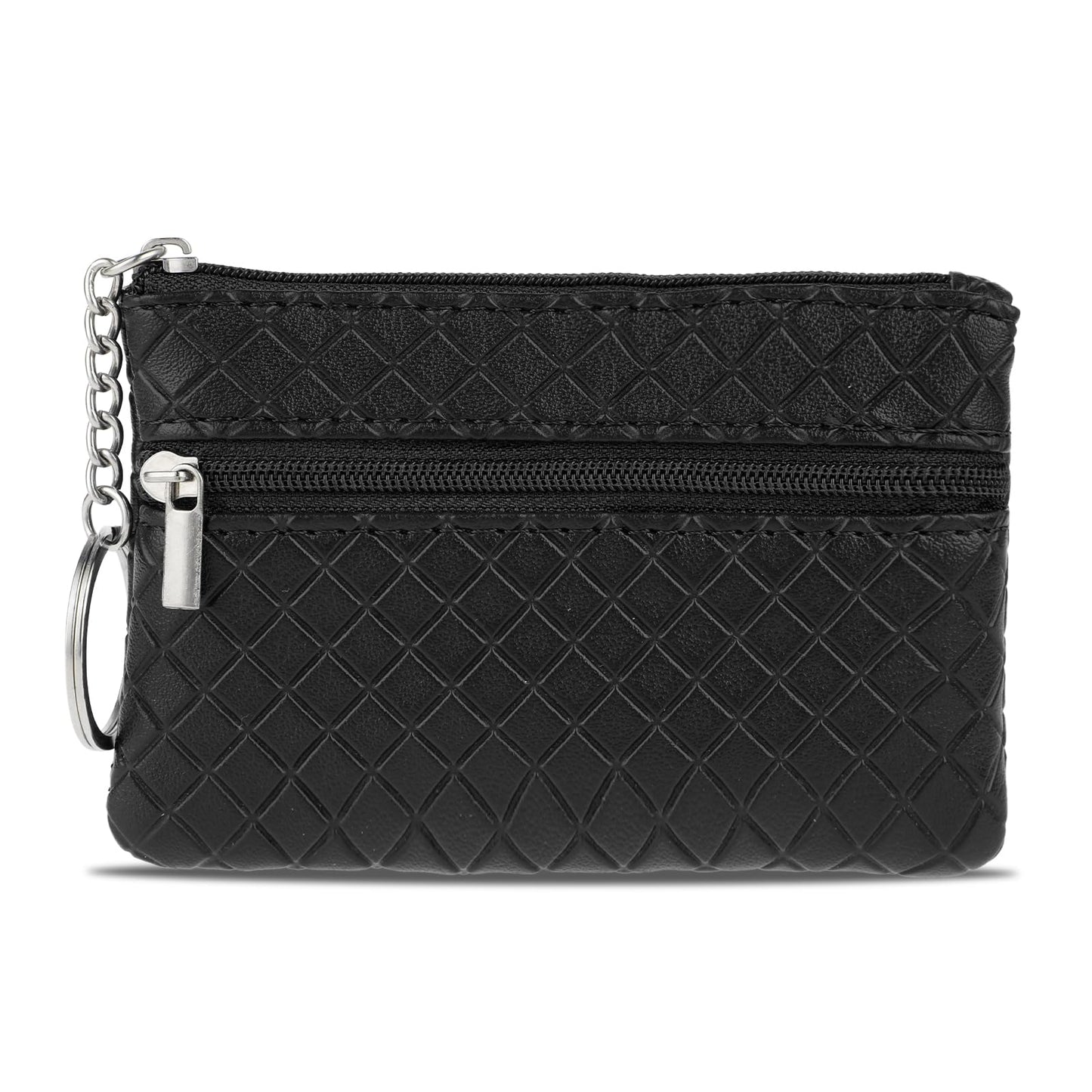 TIESOME Women's Coin Purse, Retro Genuine Leather Mini Coin Purse Zippered Coin Purse Women's Coin Bag Ultra-Thin Wallet Credit Card Holder Key Bag Coin Bag Small Purse(Black)