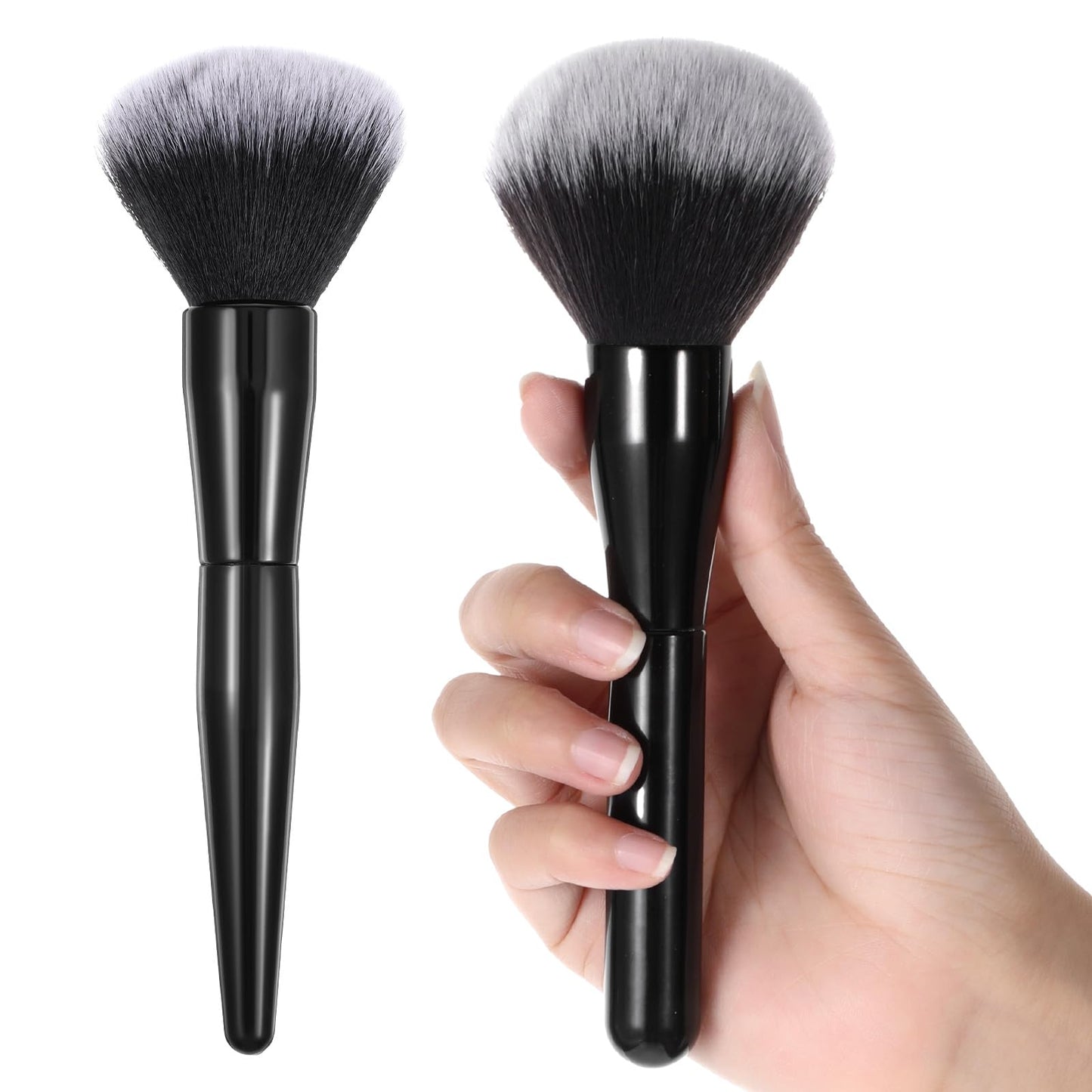 WJIAAA Large Powder Brush, 2 Pieces Foundation Brush, Professional Makeup Brush, Powder Brush, Make-Up Brush, Blush Brush, Contour Brush, Cosmetic Brush Set for Bronzer, Blush, Blush Blending