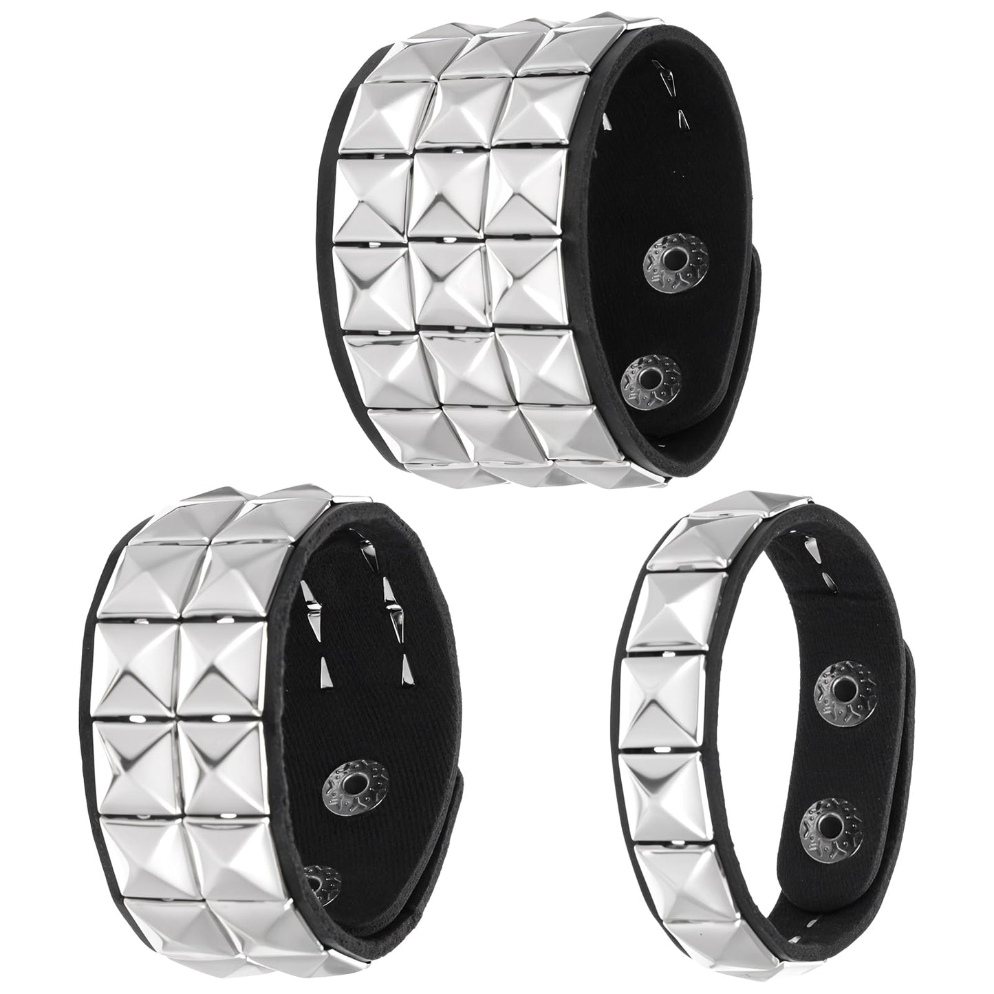 TIESOME 3Pcs Punk Leather Rock Studded Bracelets for Men Women, Emo Spiked Bracelets Retro Goth Cuff Bracelets Studded Arm Band