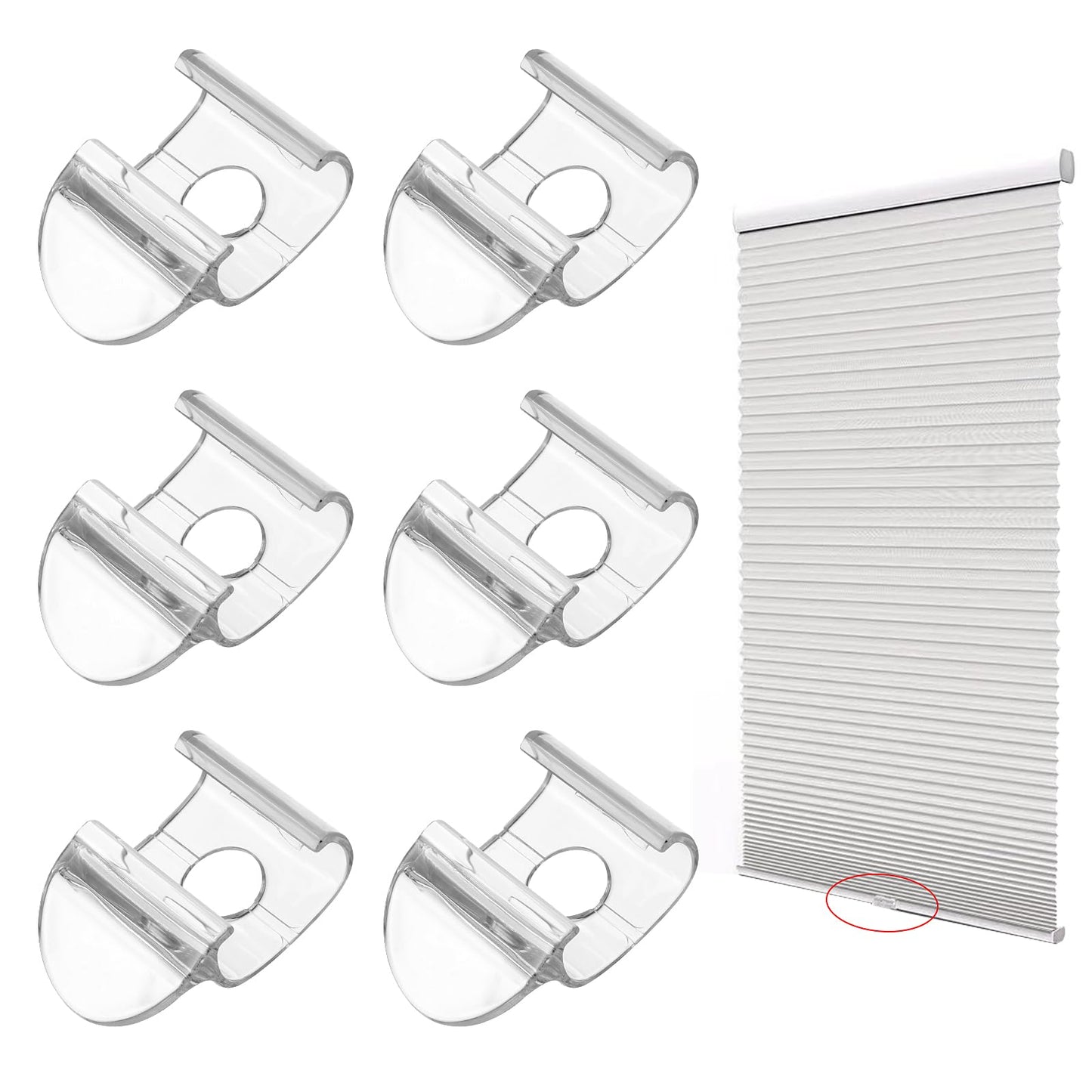 Amabro 6Pcs Shade Pulls, Blind Cordless Handles for Roller Shades, Hem Grip Accessories for Lift Windows Honeycomb Pleated Zebra Blinds Home Office School Apartment Hotel