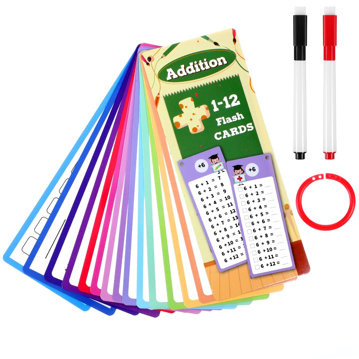Yuanchu 15pcs Addition Flashcards 0-12 for Toddlers, Times Table Math Flashcards Times Addition Chart Table Flash Cards for 1st to 3rd Grades Addition Game Math Learning Aids