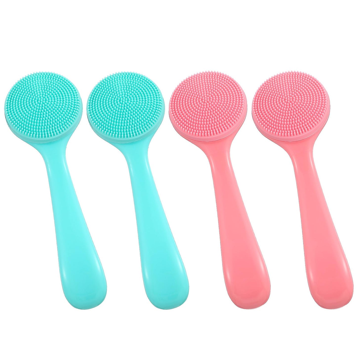 XLIUAX 4 Pcs Face Scrubber, Pore Cleaning Brush Silicone Face Scrubber Manual Scrub Exfoliator Cleanser Waterproof Exfoliating Brush for Women Men Blackheads Makeup Removal Blue Pink Skin Friendly
