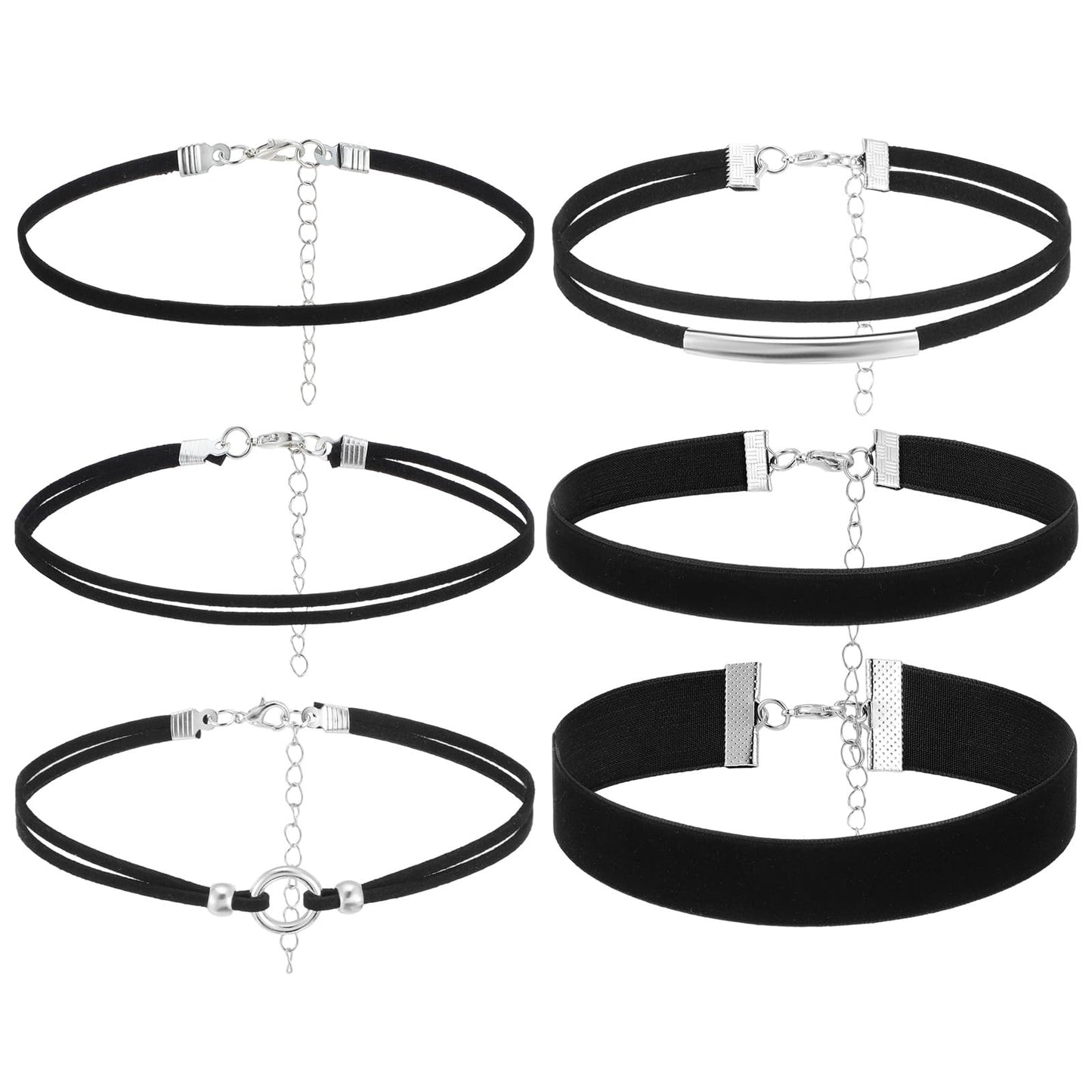 DOPENSPI 12PCS Black Choker for Women, Black Velvet Choker Set Layered Gothic Necklace Classic Chokers Necklace Adjustable Necklaces Gothic Jewelry for Women Girls Cool Gifts
