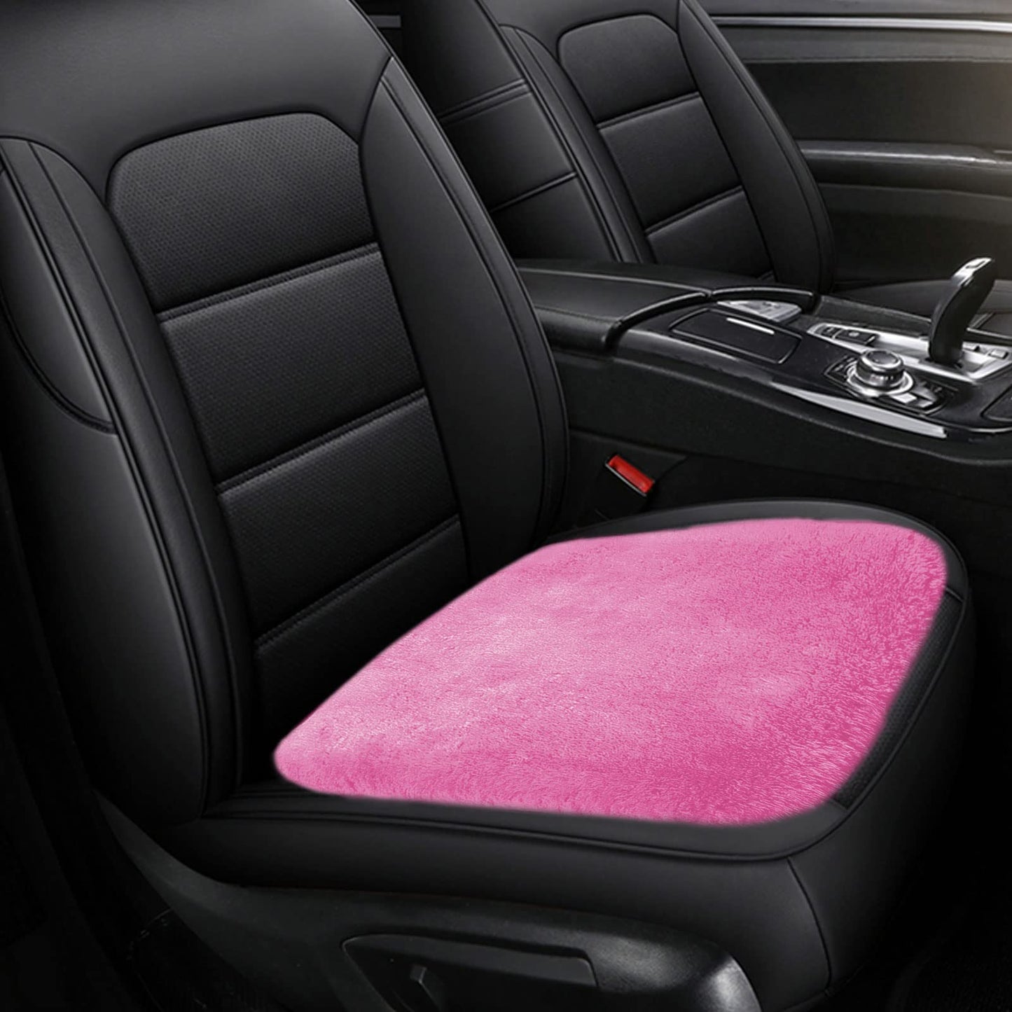 TIESOME Warm Car Seat Cushion for All Year, Soft Auto Seat Pad Comfort Car Seat Cover Fine Plush Seat Protector for Car Driver Office Chair Home Universal Size(Pink)