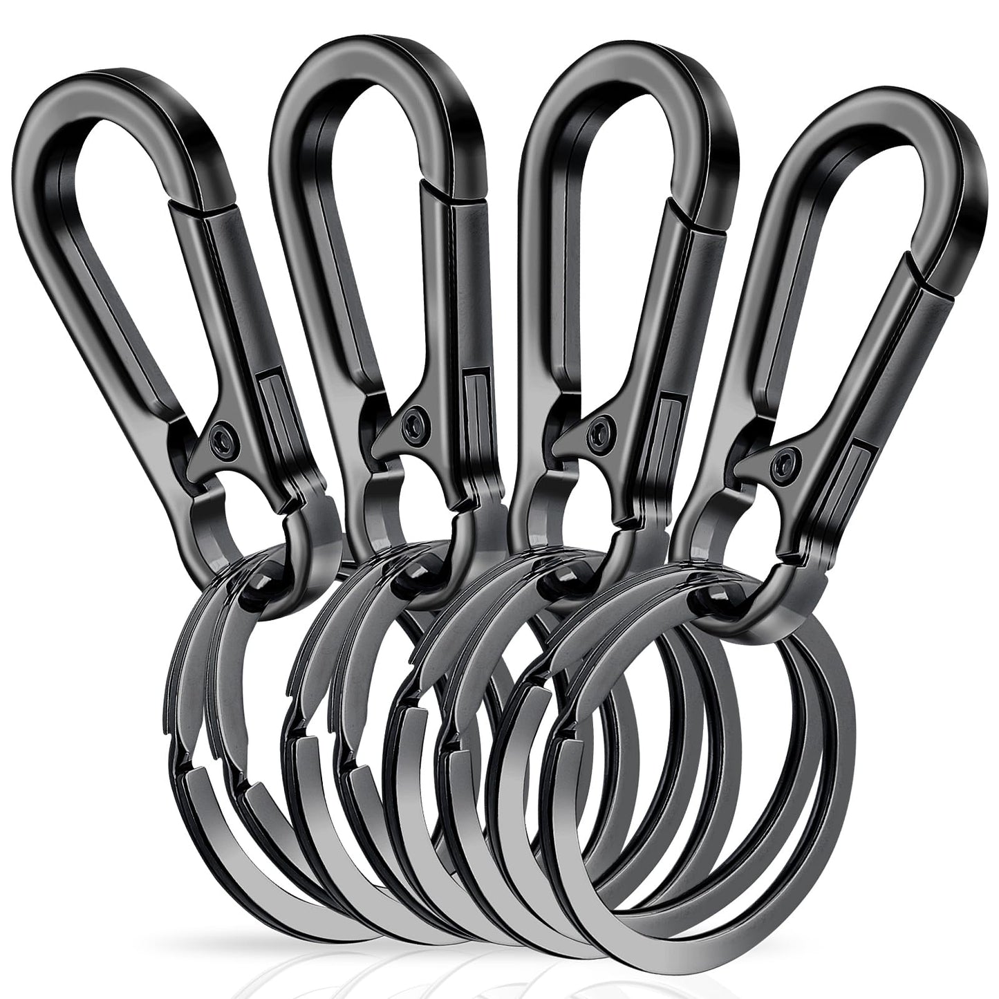 Amaxiu Heavy Duty Metal Keychain with 2 Key Rings, Carabiner Zinc Alloy Key Chain Quick Release Clips Stainless Keyring Holder Organizer Car Key Finder Hook Keys Clip for Men Women(4)