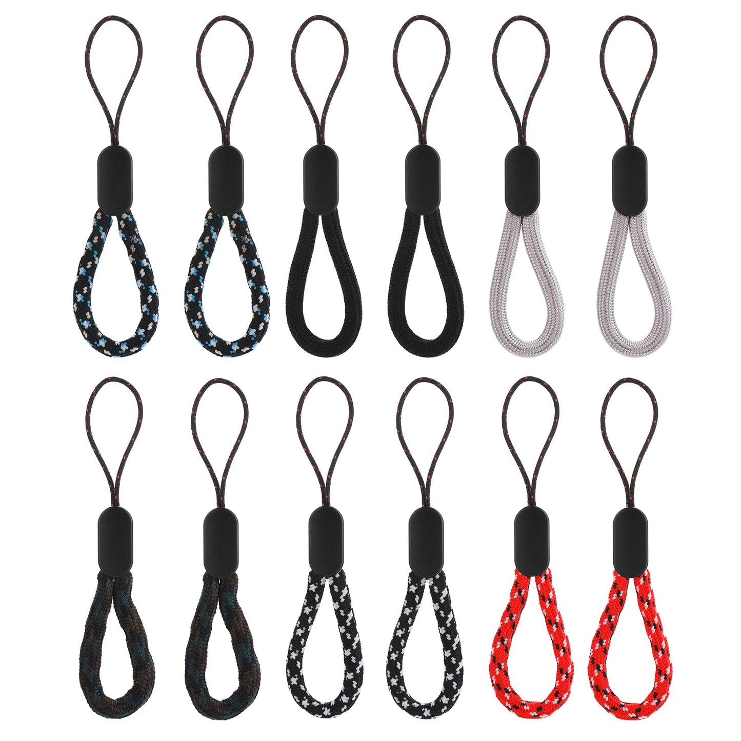 Amabro Adjustable Lanyard Finger Strap Wrist Lanyard Ring Lanyard Short Rope for Cell Phones, Phone Cases, Keys, Cameras, Etc(12PCS Multicolor)