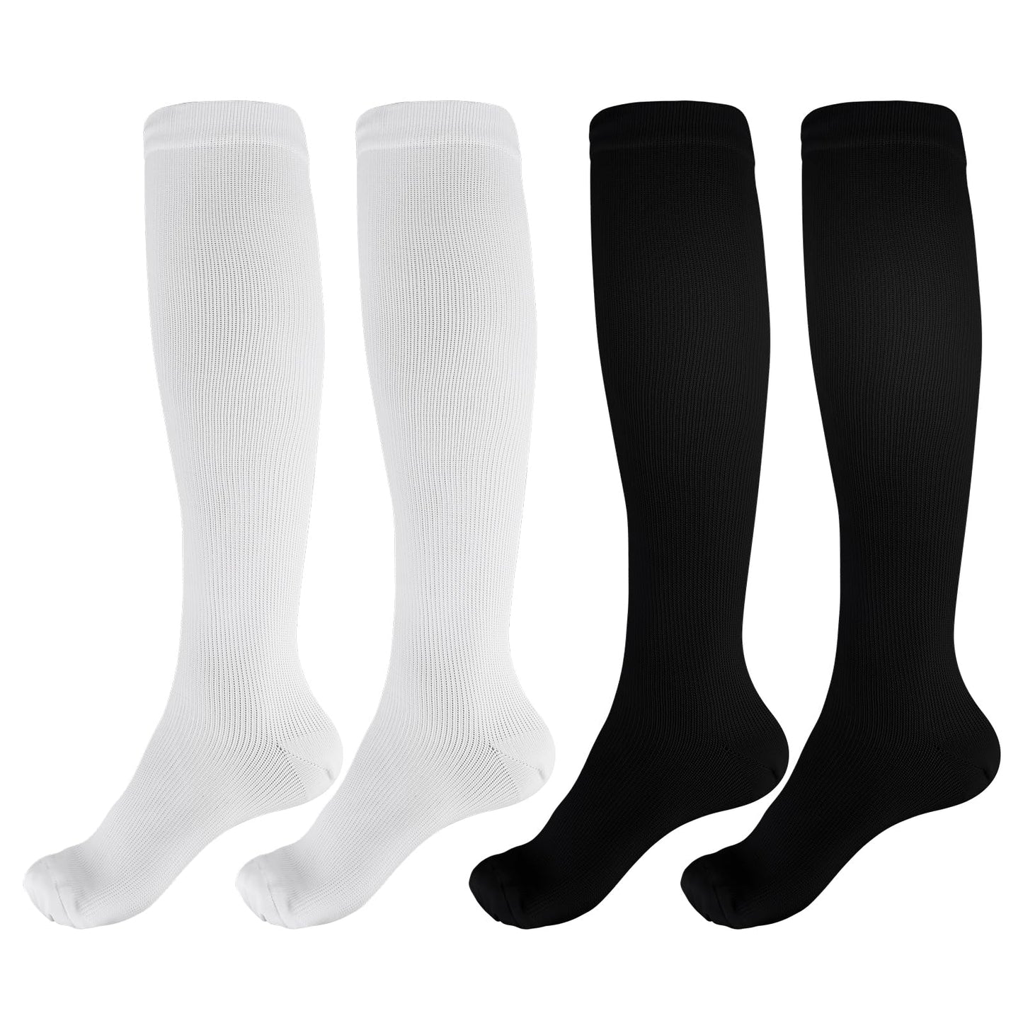 Bewudy 2 Pairs Compression Socks for Women Men, 15-25mmHg Knee High Socks, Medical Compression Stockings for Nurses Running Flying Pregnancy Travel Sports, S/M/L/XL/XXL(S-M)