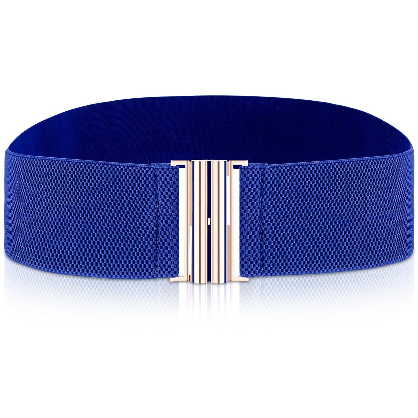 cobee Wide Stretchy Belts for Women, Vintage Elastic Waist Belts Fashion Retro Adjustable Cinch Belt with Buckle for Dresses (Blue)