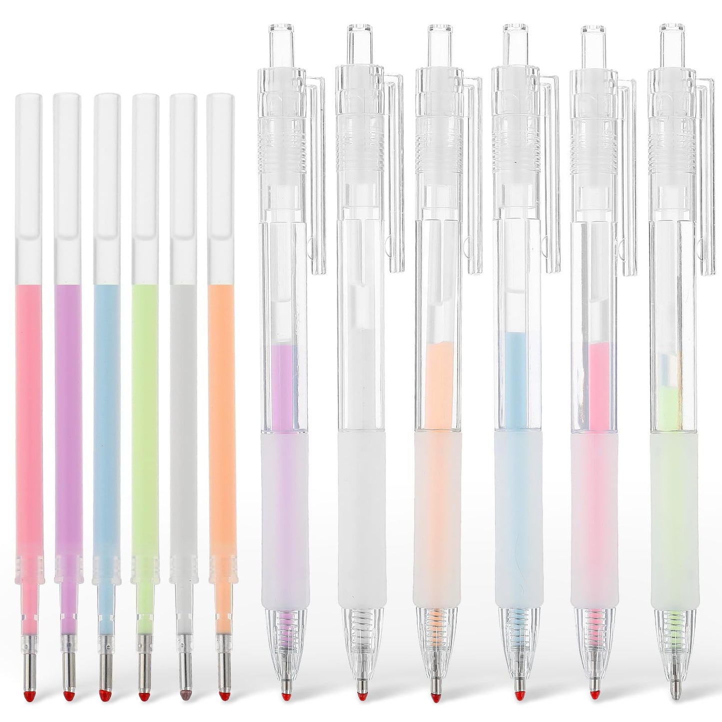 Amabro Retractable Ballpoint Glue Pens Set, 6pcs Multicolour Quick Dry Click Ballpoint Rollerball Pens Writing for Card Making, Scrapbooking, Colouring Books Doodling Drawing
