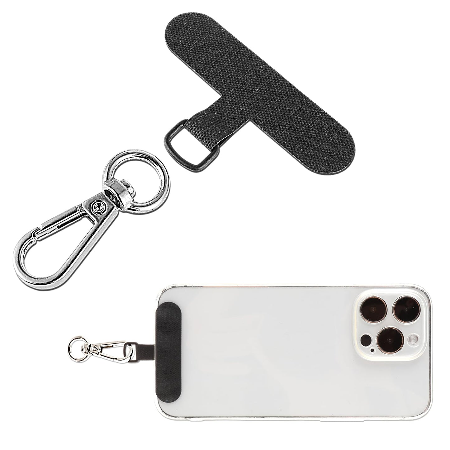 simarro Phone Lanyard Patch Pad with Hanging Buckle, Universal Phone Tether Tabs Phone Lanyard Adapter Phone Lanyard Patches for Safety Drop Protection Compatible with Most Smartphones(Black)
