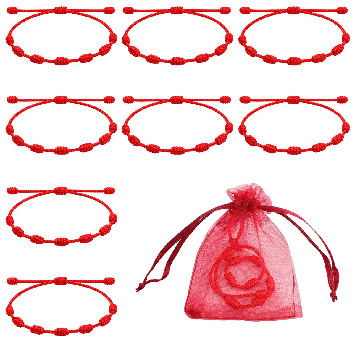 SULIKJHUI Pack of 8 Red Bracelet Protection, Hand Knotted Red Bracelet