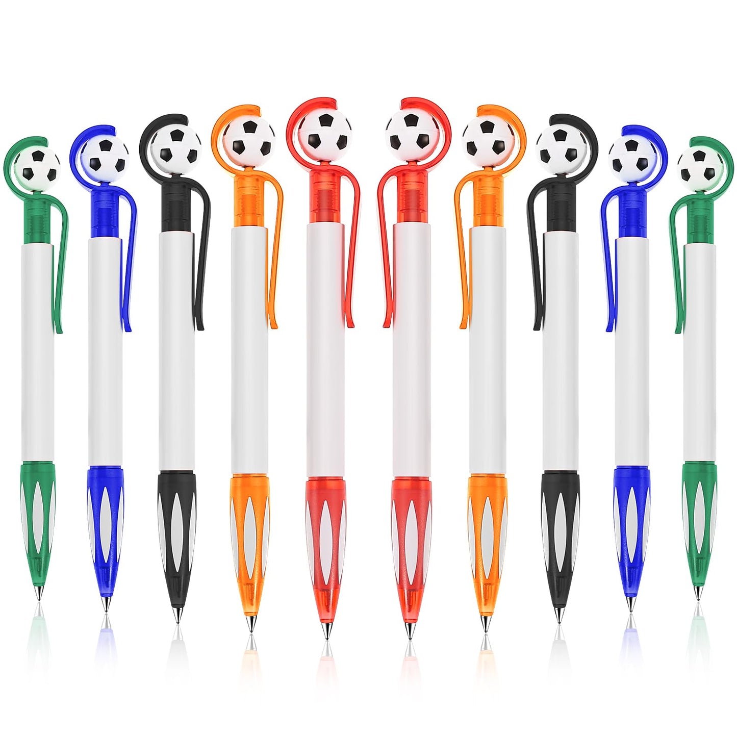 cobee Soccer Ballpoint Pens, 10 Pcs Retractable Football Rollerball Pens 1.0mm Medium Point Writing Pens Soft Grip Multicolor Pens for Student School Party Favor