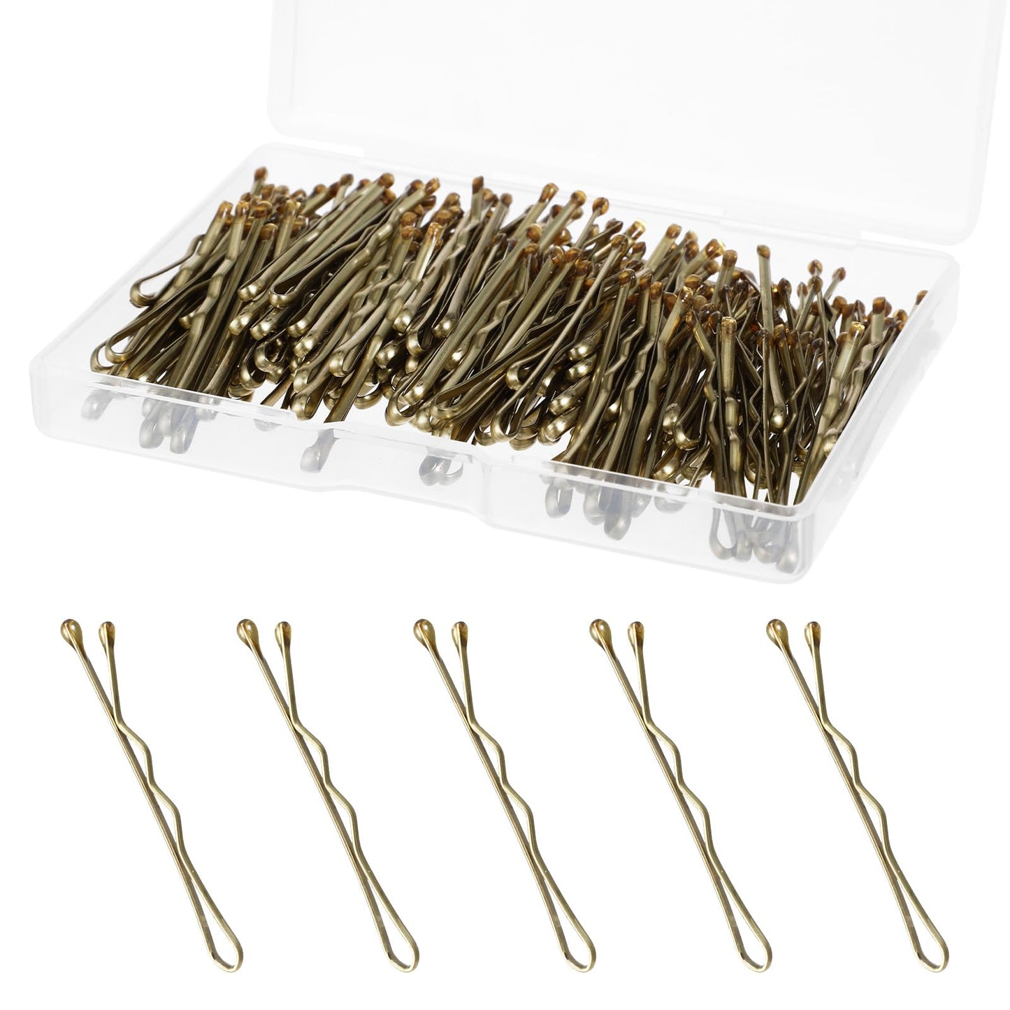 XLIUAX 150 Count Mini Bobby Pins, 1.38 Inch Small Bobby Pin Curved Waved Hairpin Kit with Storage Box Secure Hold Hair Clips for Women Girls Kids Wedding Hairstyles Styling Accessories(Gold)