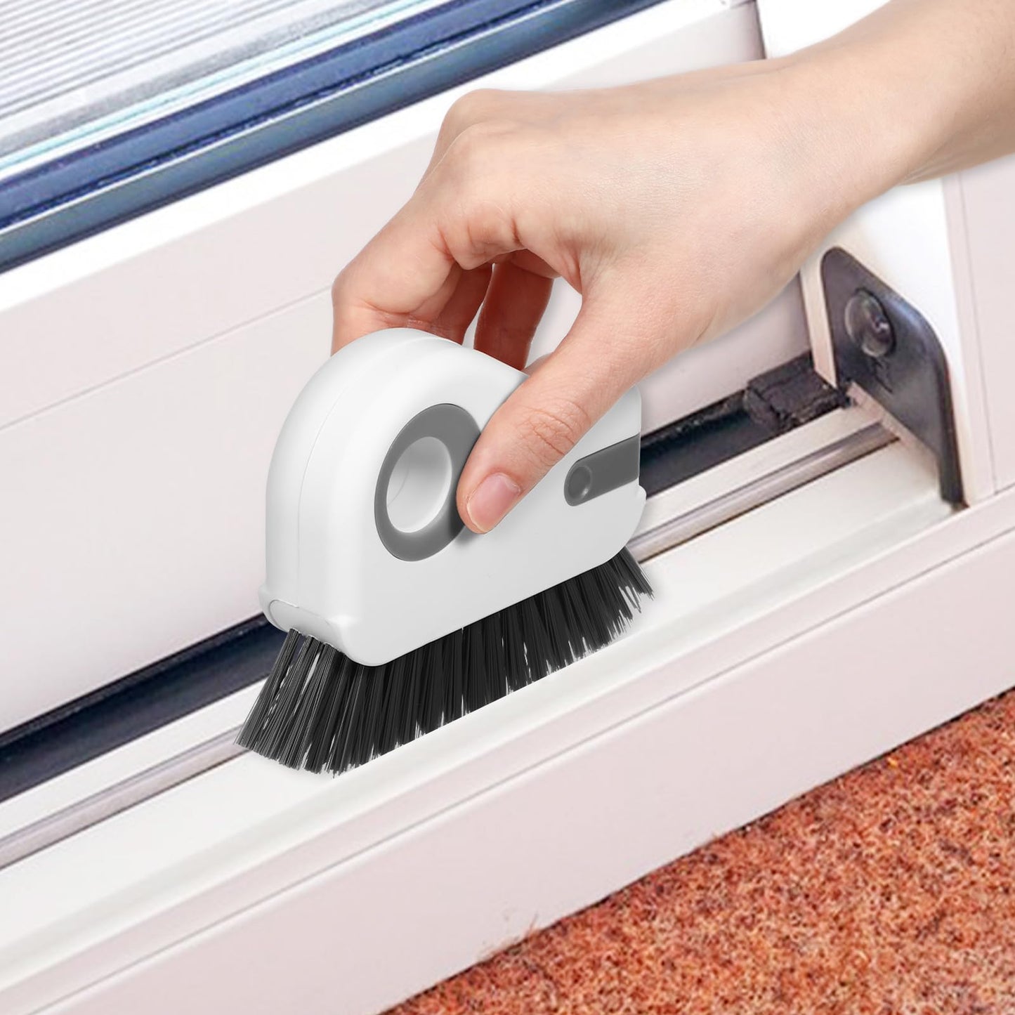 Amabro Window Groove Cleaning Brush, Window Track Kitchen Cleaning Brushes with A Fluted Dustpan Hand-held Groove Gap Cleaning Tools for Window Gaps, Sliding Door, and Shutter Air Conditioner
