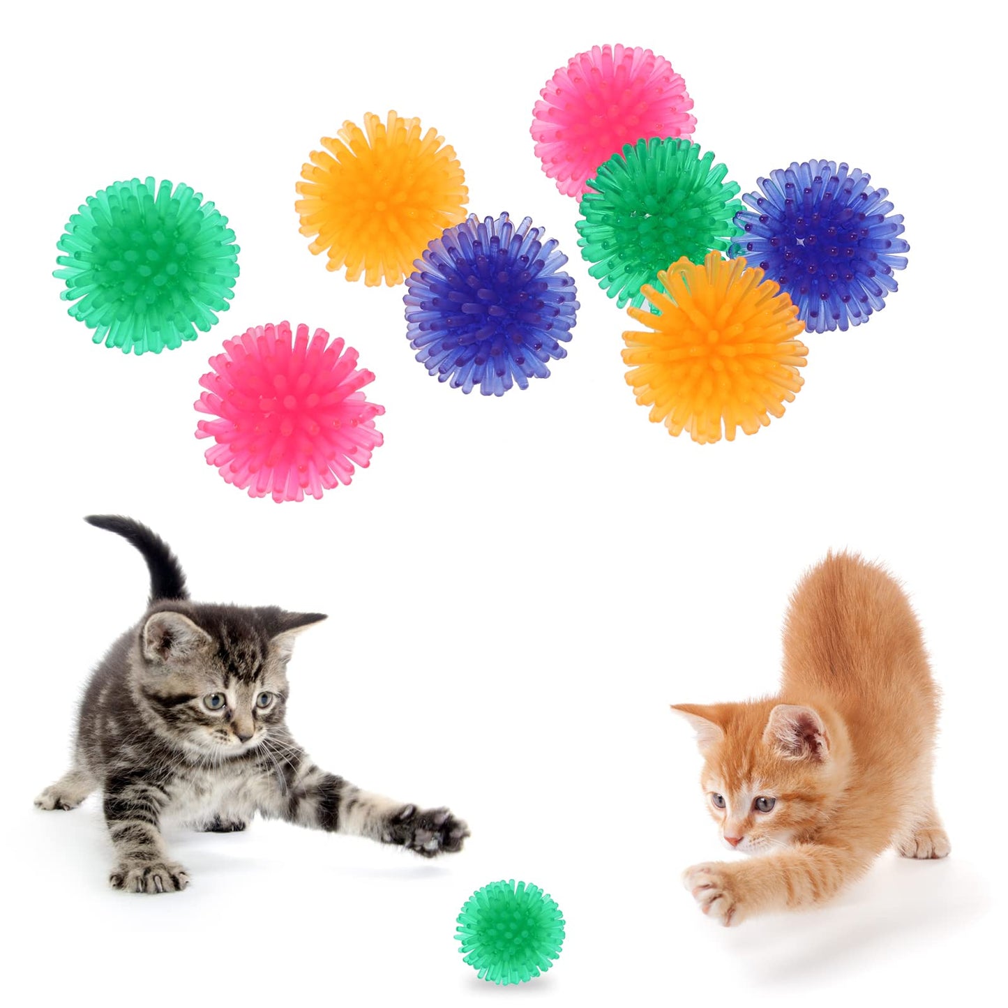 cobee Large Cat Toy Balls, 8PCS 3.5cm Chewing Balls Colorful Cat Balls Soft Stab Balls Interactive Cat Toys Kitten Chasing Toys for Indoor Cats and Kittens