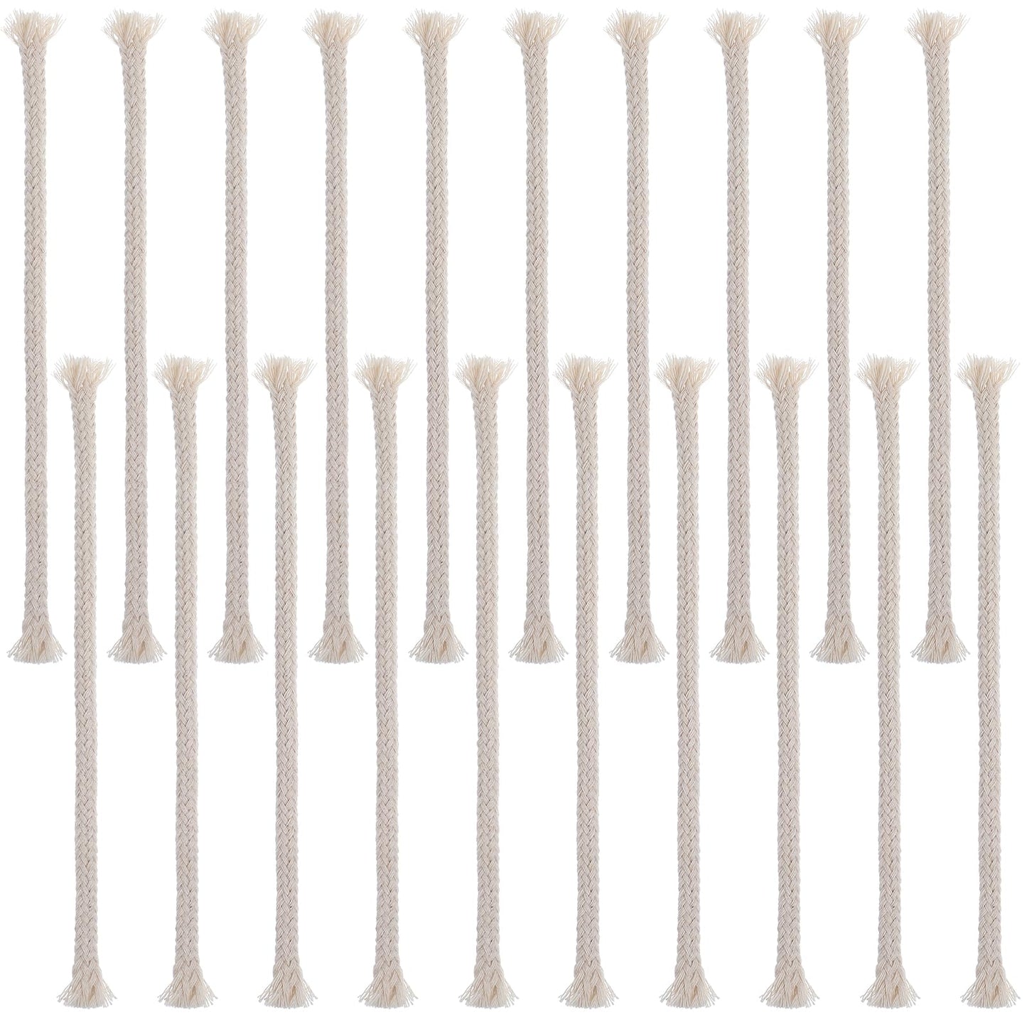 AOZUO 20PCS 1/4" Round Cotton Oil Lamp Wicks, Braided Cotton Replacement Wick for Torches Alcohol Candle Burner Kerosene Lamp Oil Lantern
