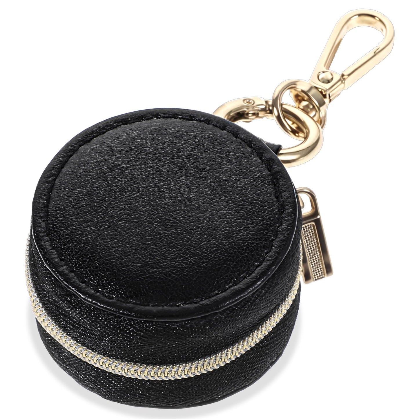 Yuanchu Portable Jewellery Organiser, 1.96 Inch Mini Ring Box with Keychain, Engagement Ring Box, Anti-Loss Jewellery Travel Case, Leather Ring Bag for Storage of Rings Jewellery Earrings