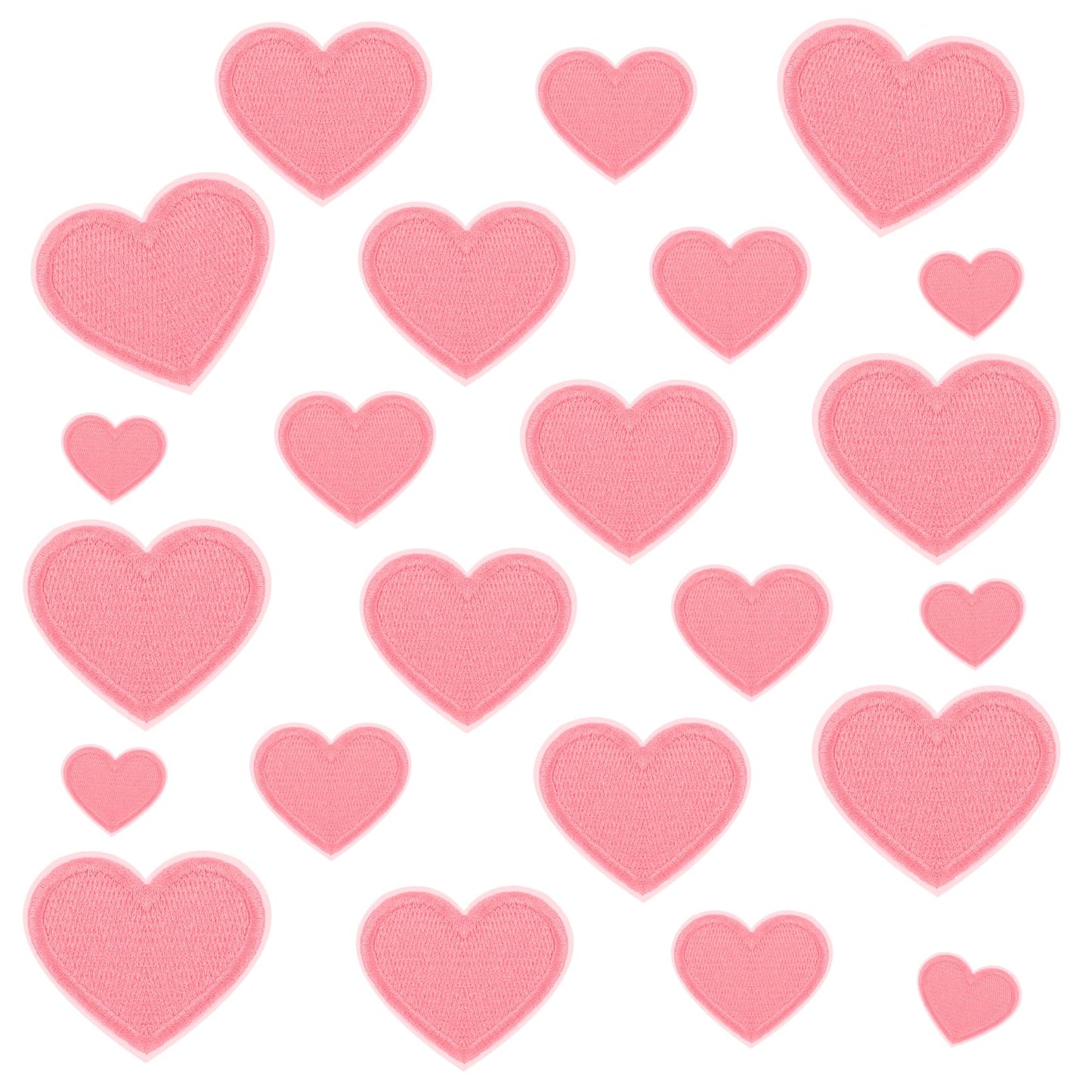 Giantree 24Pcs Heart Shape Iron on Patches, Mini Cute Heart Shape Iron-on Sew-on Patches Embroidered Applique Decoration Patches 4 Size Heart Patches for Clothing Jackets Jeans Hats Backpacks(Pink)