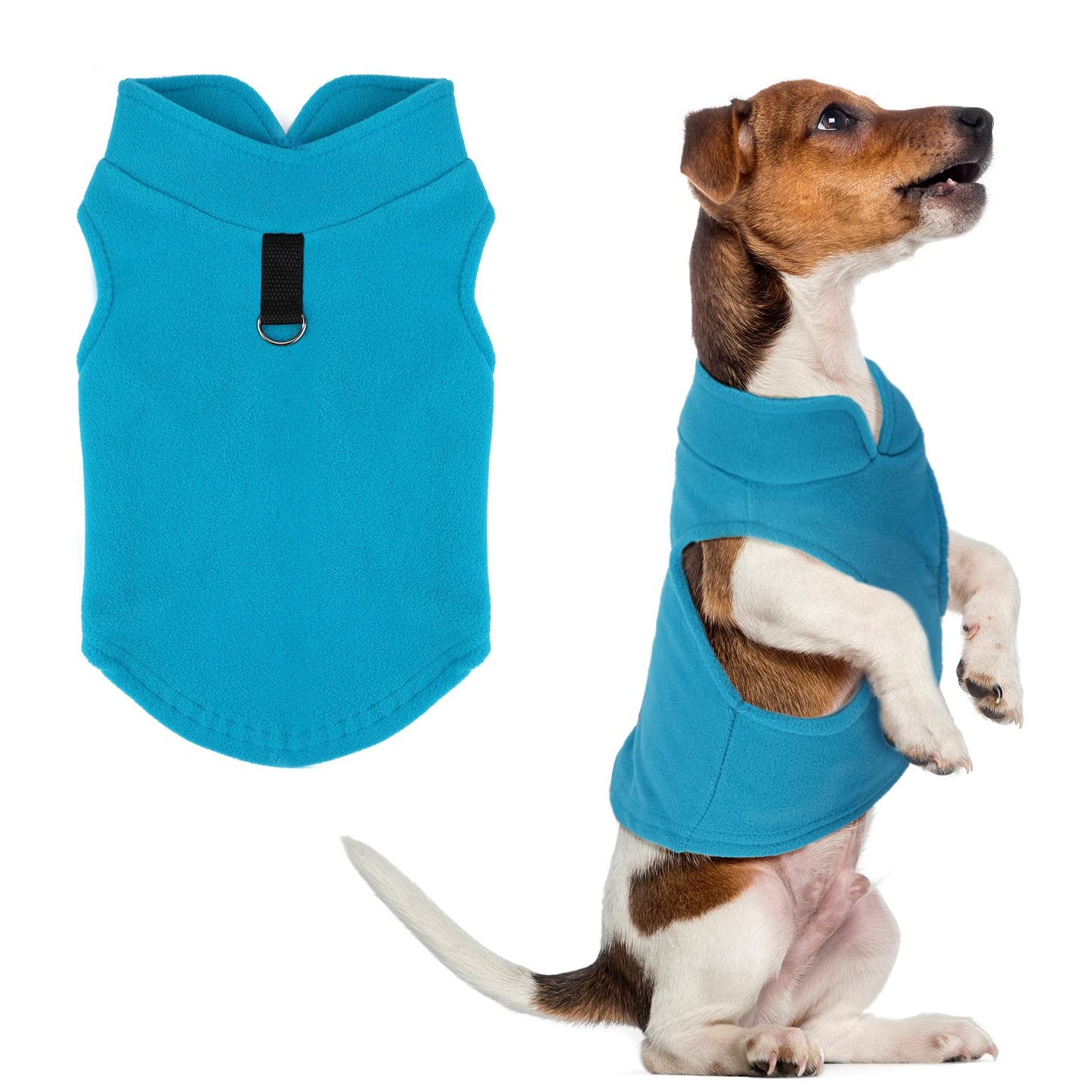 TIESOME Polar Fleece Winter Clothes Pet Vest, Dog Sweater with Leash Ring Warm Pullover Dog Jacket for Winter Dog Sweater Coat Cold Weather pet Clothes Indoor Outdoor Use (Blue M)