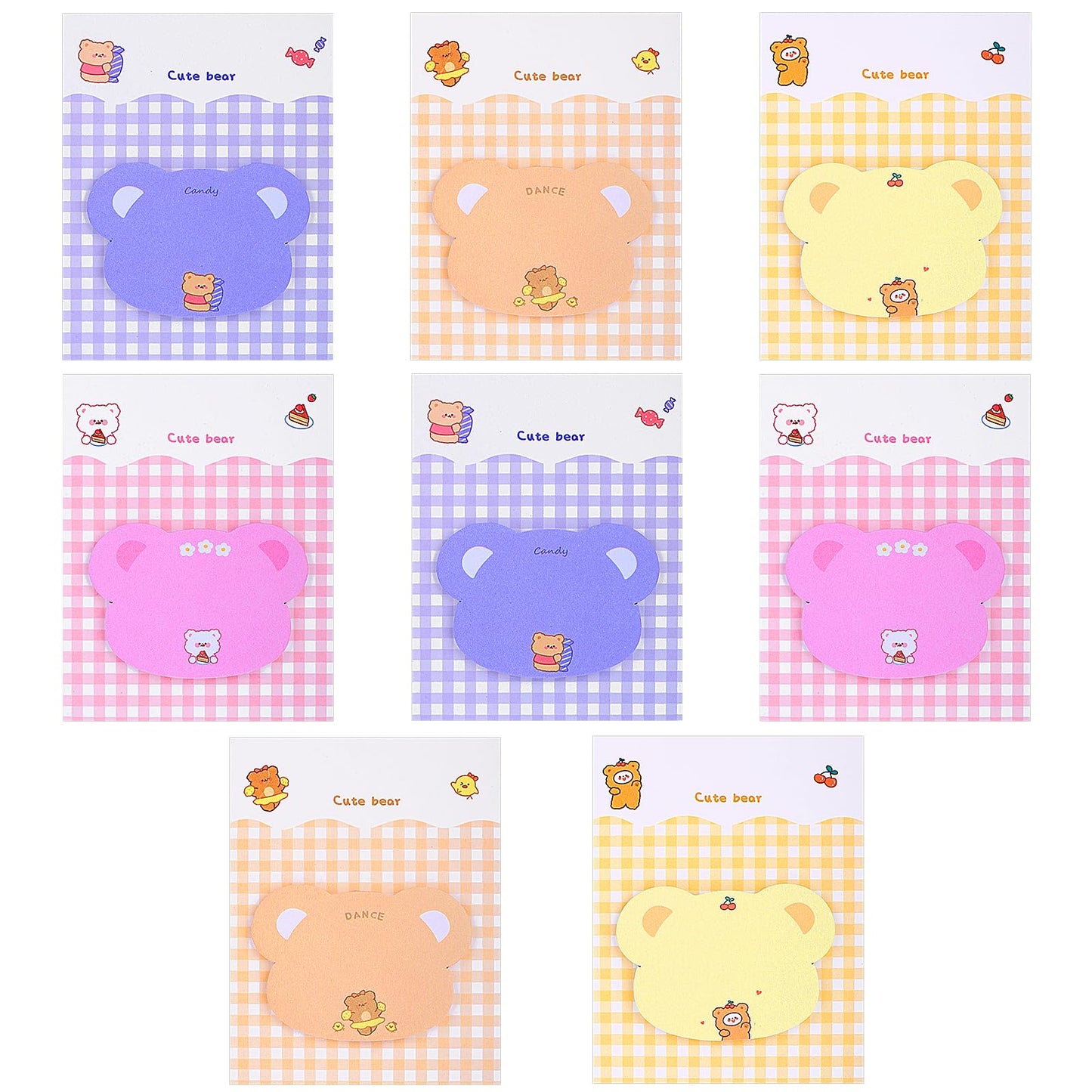 cobee Cute Heart Shape Self Stick Notes, 8 Pack Cartoon Animal Sticky Notes Colorful Heart Memo Pads Markers Flags Cute Sticky Notes for Students Home Office Supplies 240 Sheets(D)