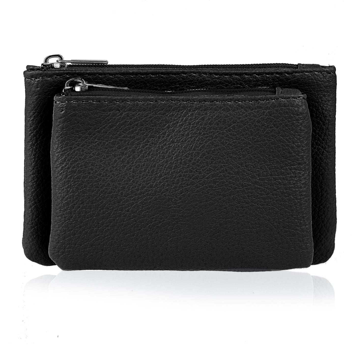 simarro Women's Coin Purse, 2 in-1 Detachable Zipper Coin Purse Portable Double Small Change Wallet for Women Coin Pocket Credit Card ID Key Headset Lipstick Storage Bag(Black)