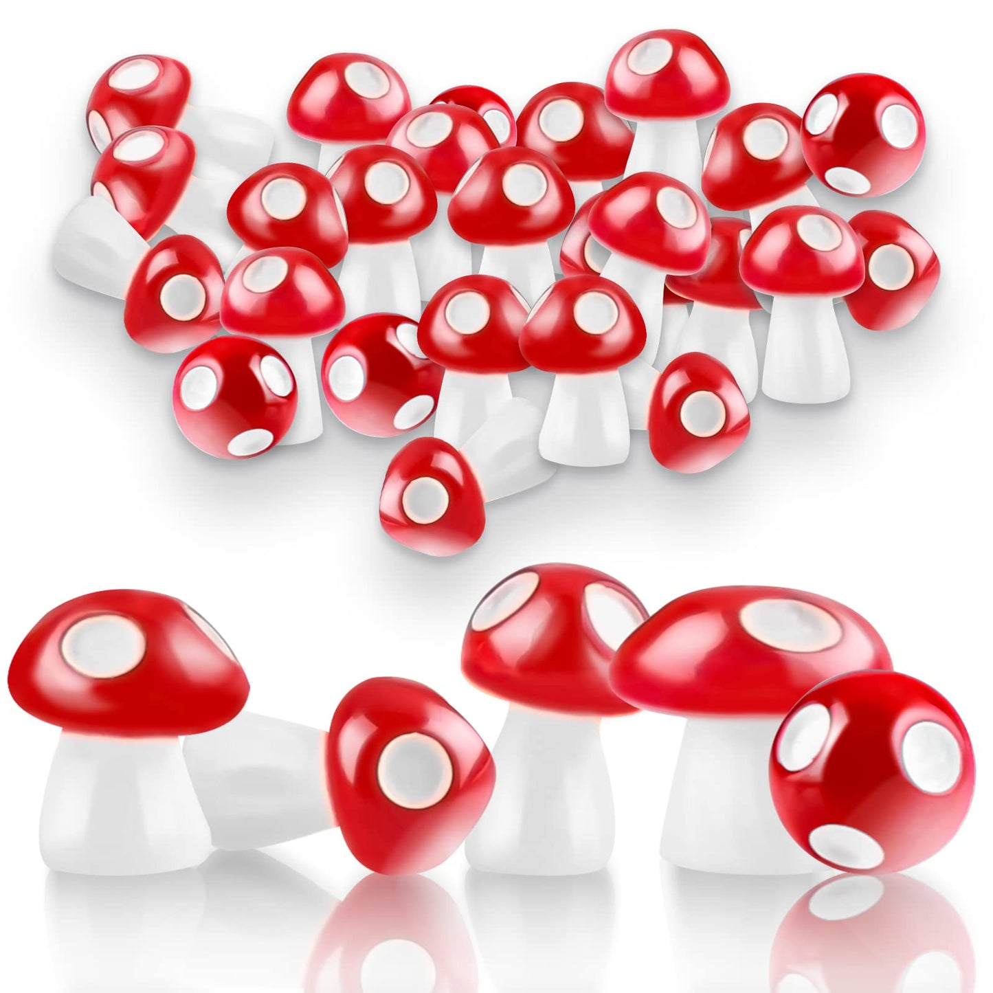 Cobee Cute Miniature Mushrooms Figurines, 40 Pieces Fairy Garden Mini Mushroom Model Ornaments Artificial Mushroom Statue Accessories for Dollhouse Micro Landscape Home Party Decoration Supplies