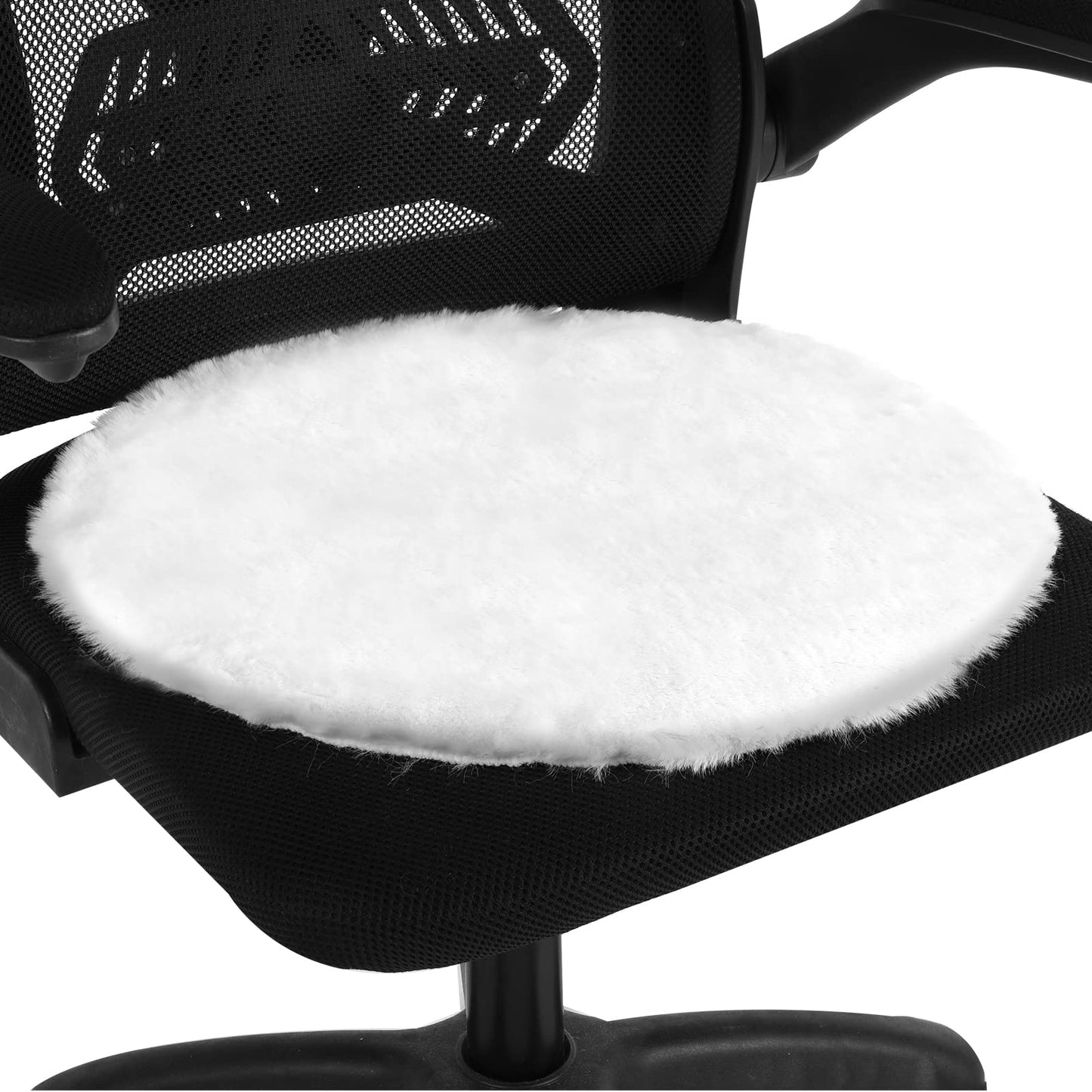 cobee Super Soft Fluffy Round Seat Cushion Pads, 18'' x 18'' Faux Fur Chair Cover, Non-Slip Fluffy Chair Cushion - Reduce The Pressure of Buttocks Improves Posture, Home Decor Cushions(White)
