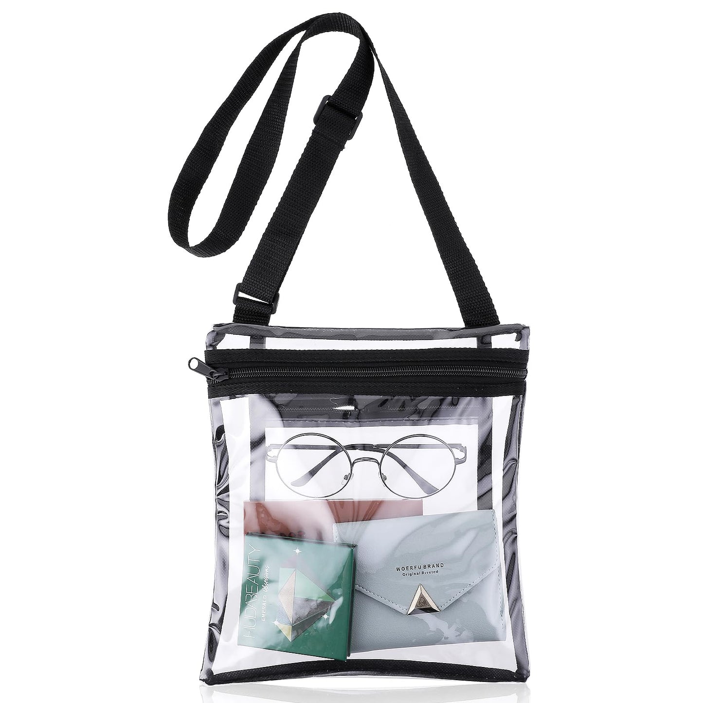 cobee Clear Bag Stadium Approved, TPU Clear Crossbody Purse Bag Transparent Bag Transparent Crossbody Shoulder Bag Clear Messenger Bag with Inside Pocket and Adjustable Strap for Concert Sports(Black)