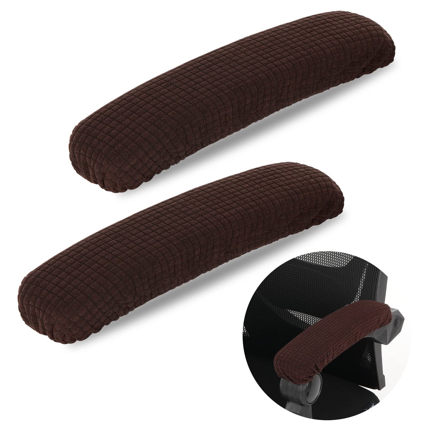 TIESOME 2Pcs Office Chair Arm Armrest Covers, Stretchable Polyester Office Chair Protector Covers Relieves Elbow Discomfort (Length-40cm) (Coffee) (Coffee) (Coffee)
