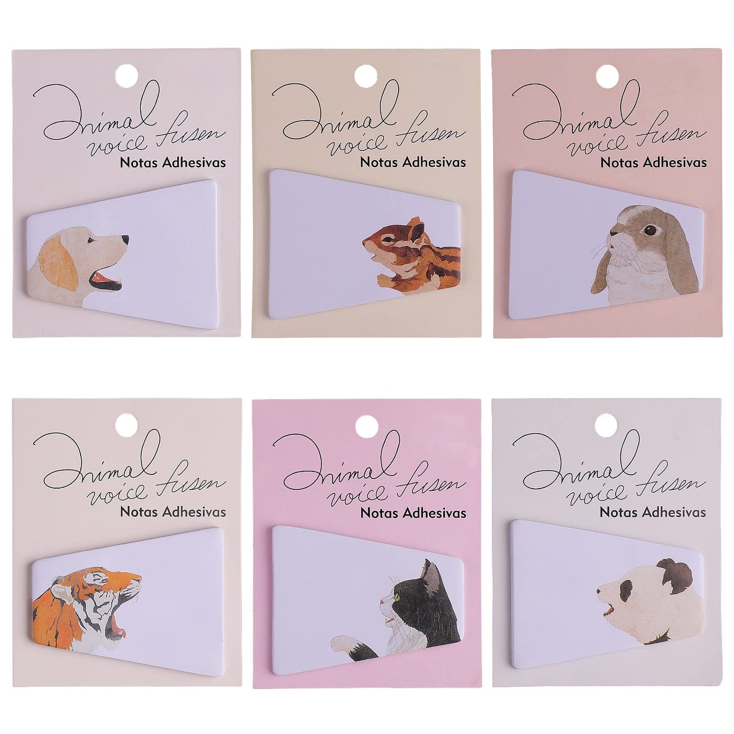 Cobee Cobee Cute Animals Sticky Notes, 6 Pack Cartoon Self-Stick Notes Cute Sticky Notes