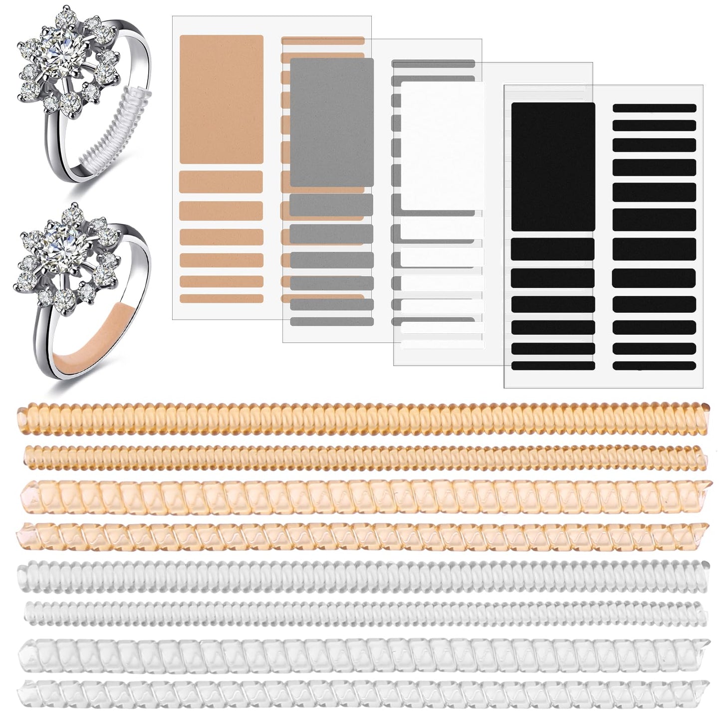 Amabro Ring Size Adjuster for Loose Rings,8PCS Easy-Clip Ring Size Invisible Ring Guards Resizer Spiral Ring Tightener for Women Men Rings
