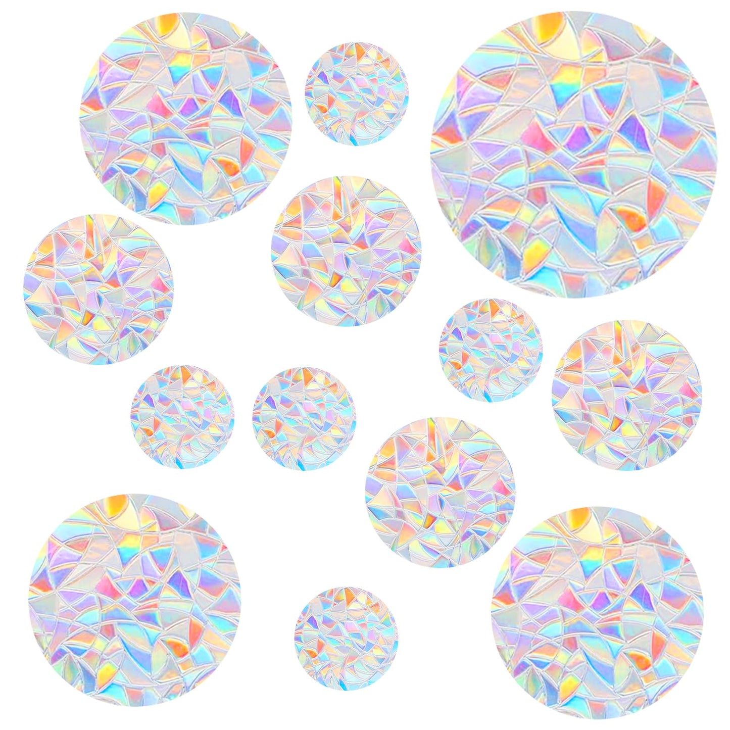GEEHUA 26Pcs Circle Window Clings, Rainbow Stickers Anti-Collision Window Decals to Prevent Bird Strikes, Non Adhesive Prismatic Vinyl Window Clings for Glass Window Sun Catcher Sticker