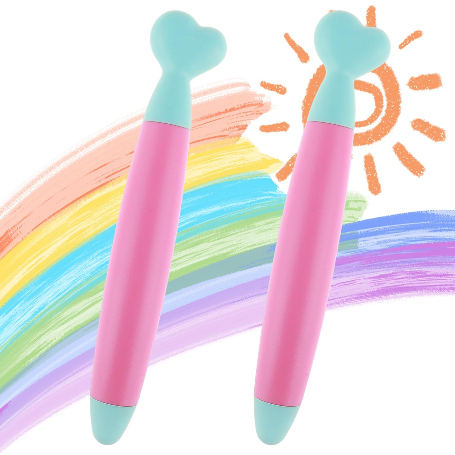 GEEHUA Kid Stylus Pens for Touch Screens, 2 Pcs Durable Rubber Tips Tablet Pens Compatible with All Touch Screens Devices Anti-Slip Easy Grip for Playing Games Learning Drawing(A-Style)
