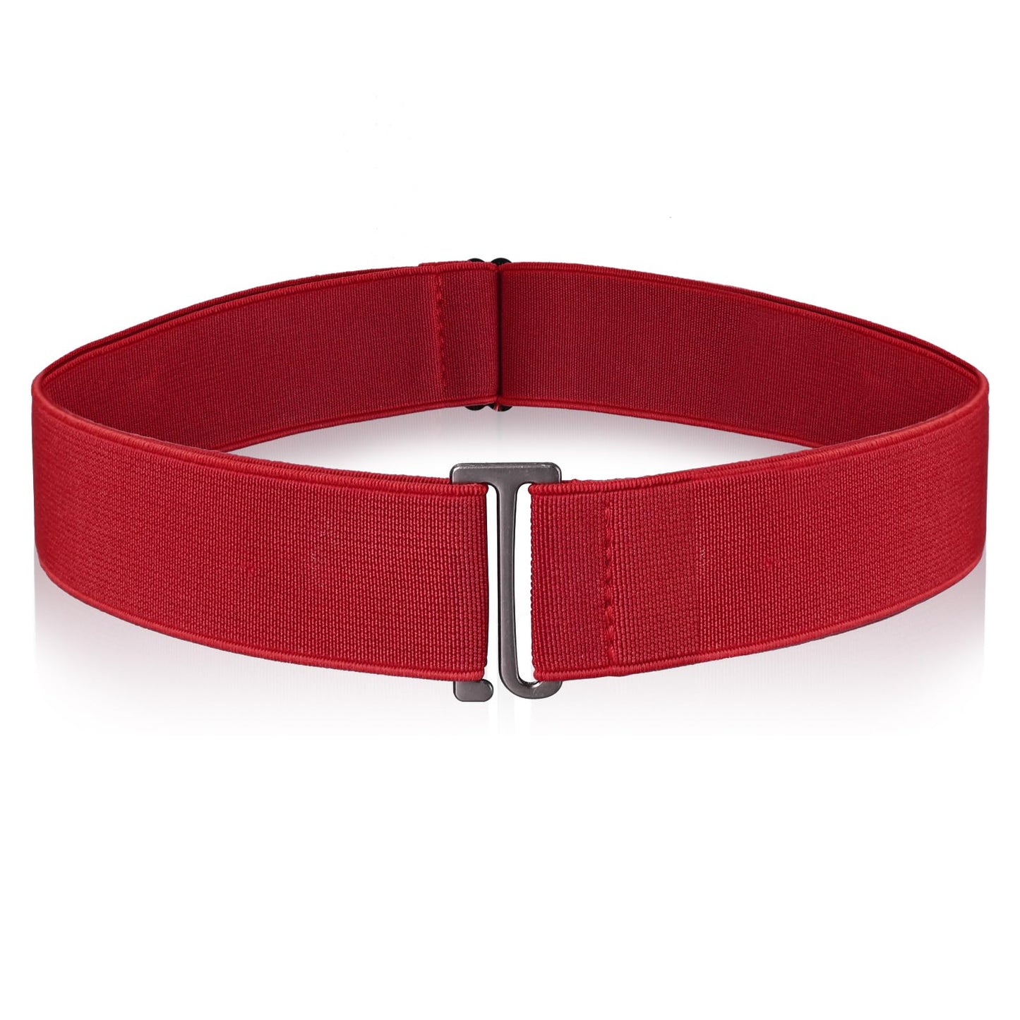 cobee Women Invisible Belts, Women Stretch Belt Adjustable Elastic Belt with Flat Buckle No Show Waist Belts for Jeans Pants Dresses (Red)