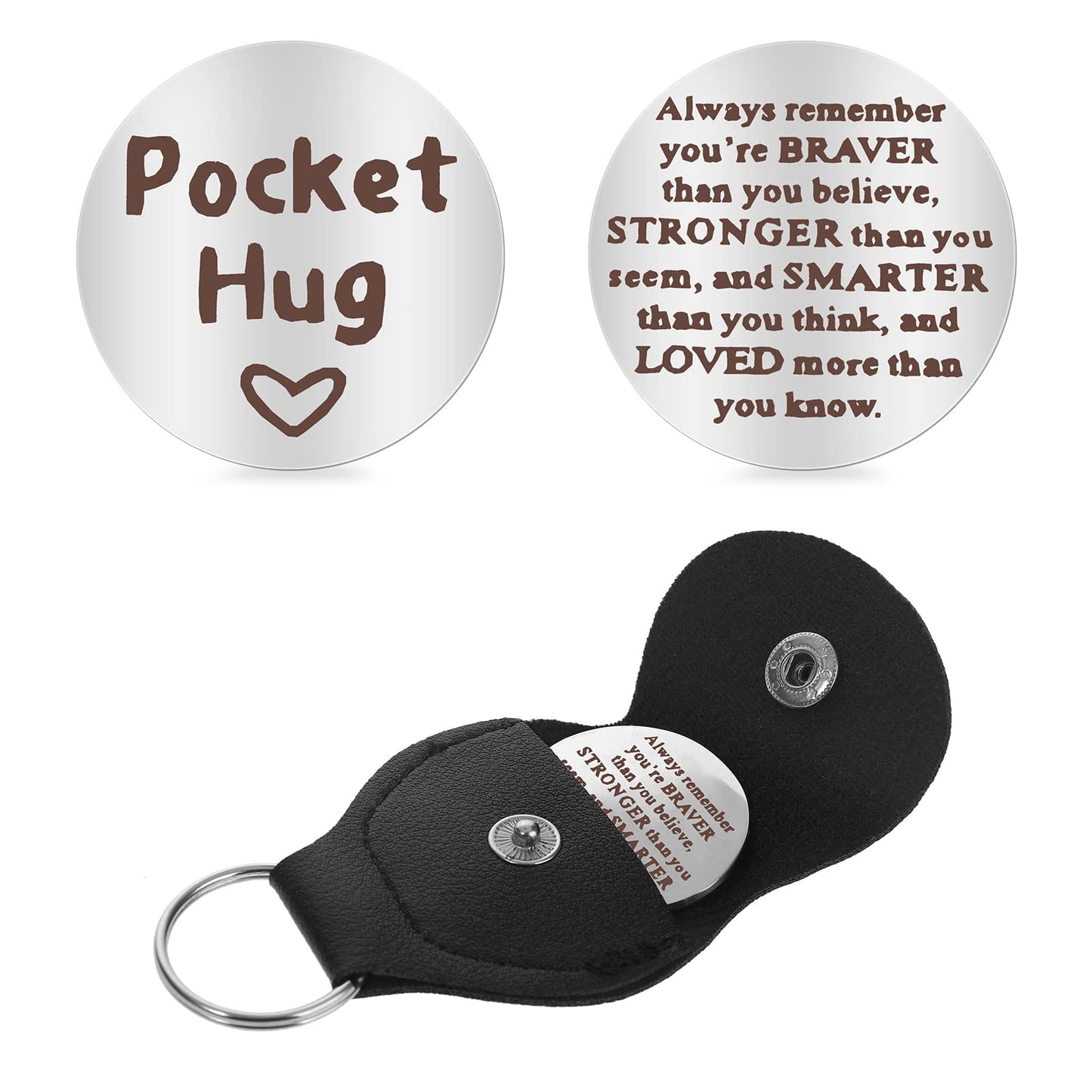cobee Pocket Hug Token, Double Sided Inspirational Pocket Hug Token Gift Encouragement Long Distance Relationship Keepsake Social Distance Novelty Flip Coin Keychain Gift for Family and Friends