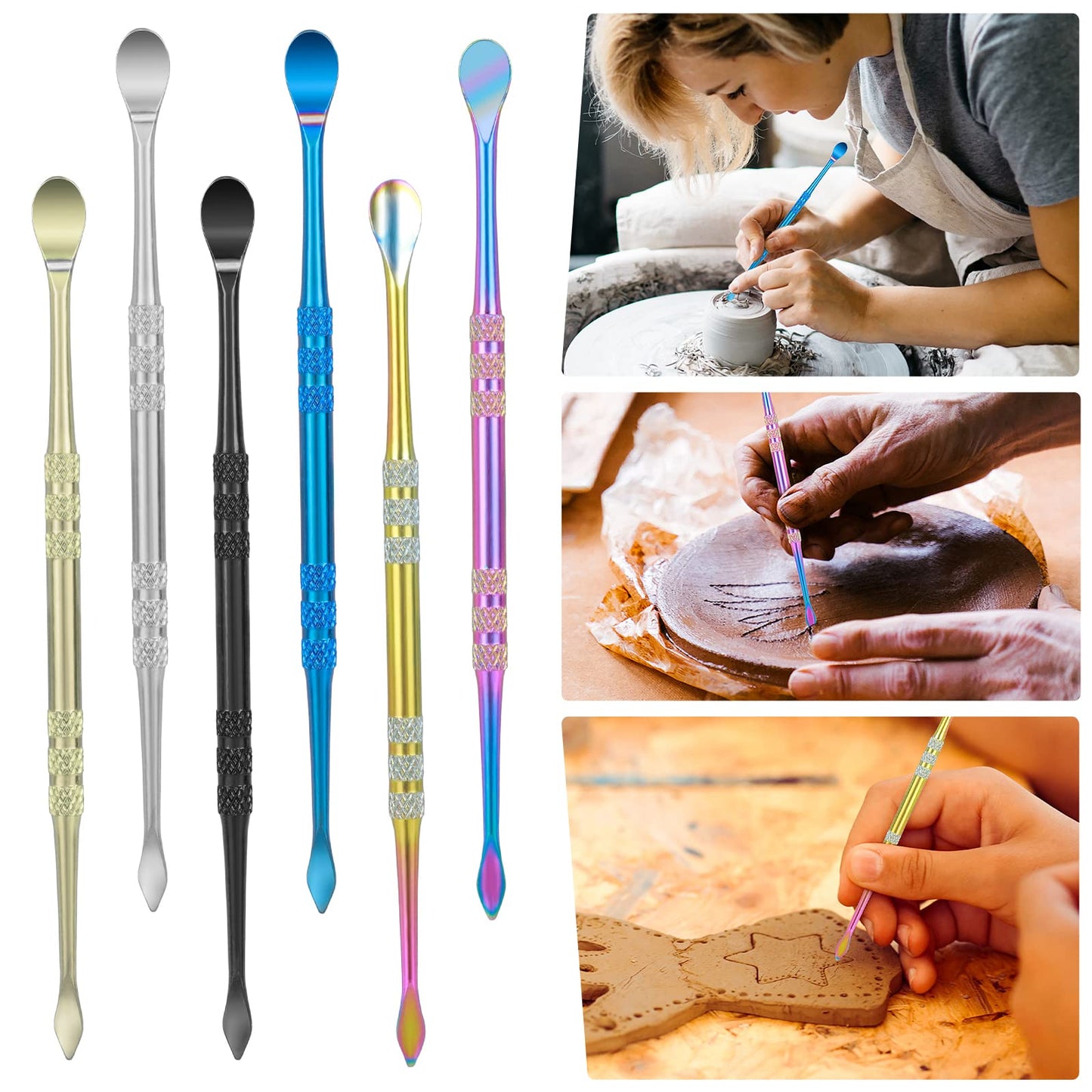 Cobee Wax Carving Tool Set, 6 Pieces Carving Tool for Wax Stainless Steel Sculpting Tool Double-Ended Wax Sculpting Tools Wax Tool multicolor