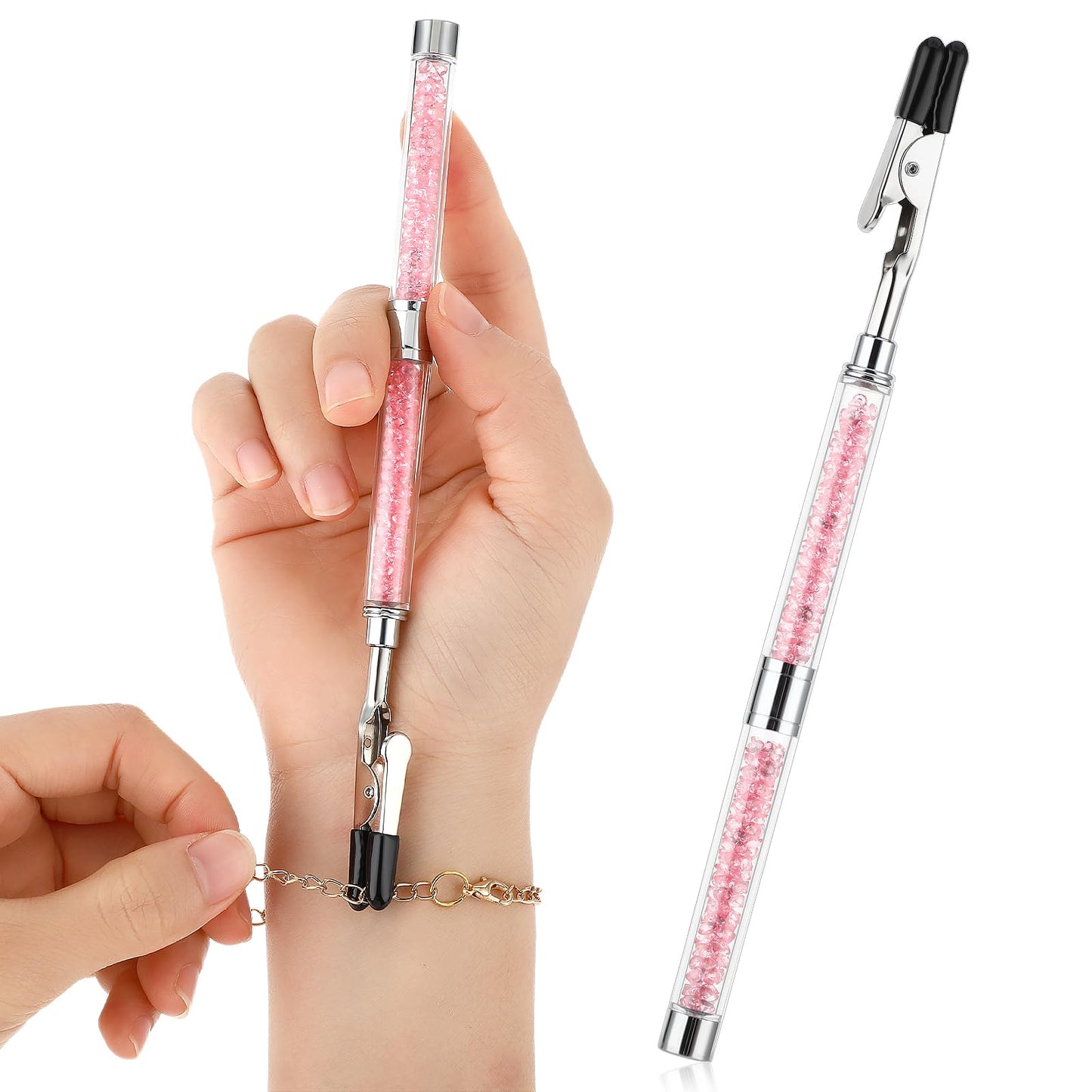 Amabro Bracelet Helper Tool, Aid Equipment Buddy Assistant Alligator Clips Bracelet Helper to Put on Yourself for Fastening and Hooking Jewelry Necklace Watch Band Clasp(Pink)