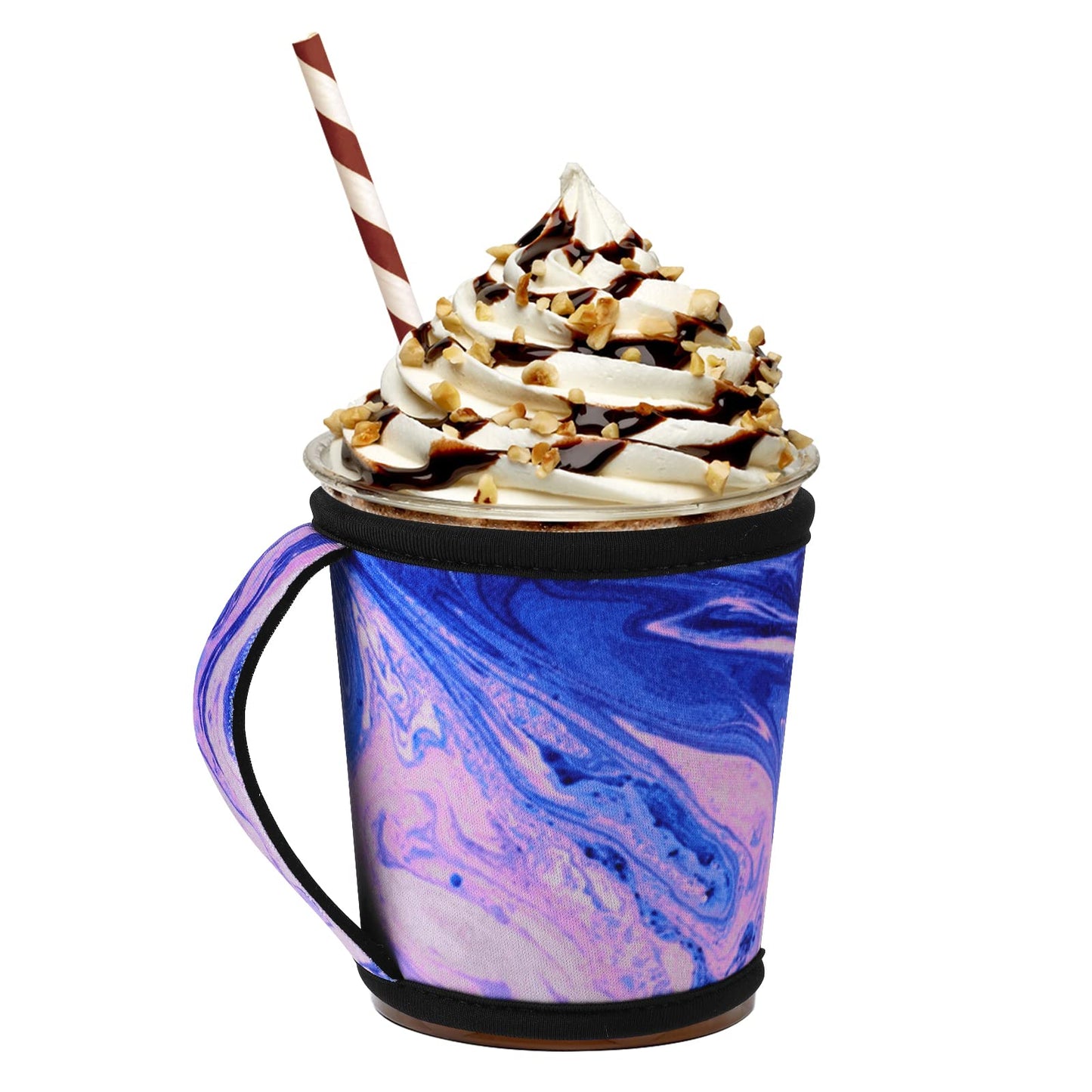 TIESOME Hot Iced Coffee Insulator Sleeve with Handle, Reusable Neoprene Cup Sleeve Coffee Cup Holder Drinks Beverages Sleeve for Most Coffee(Marble)