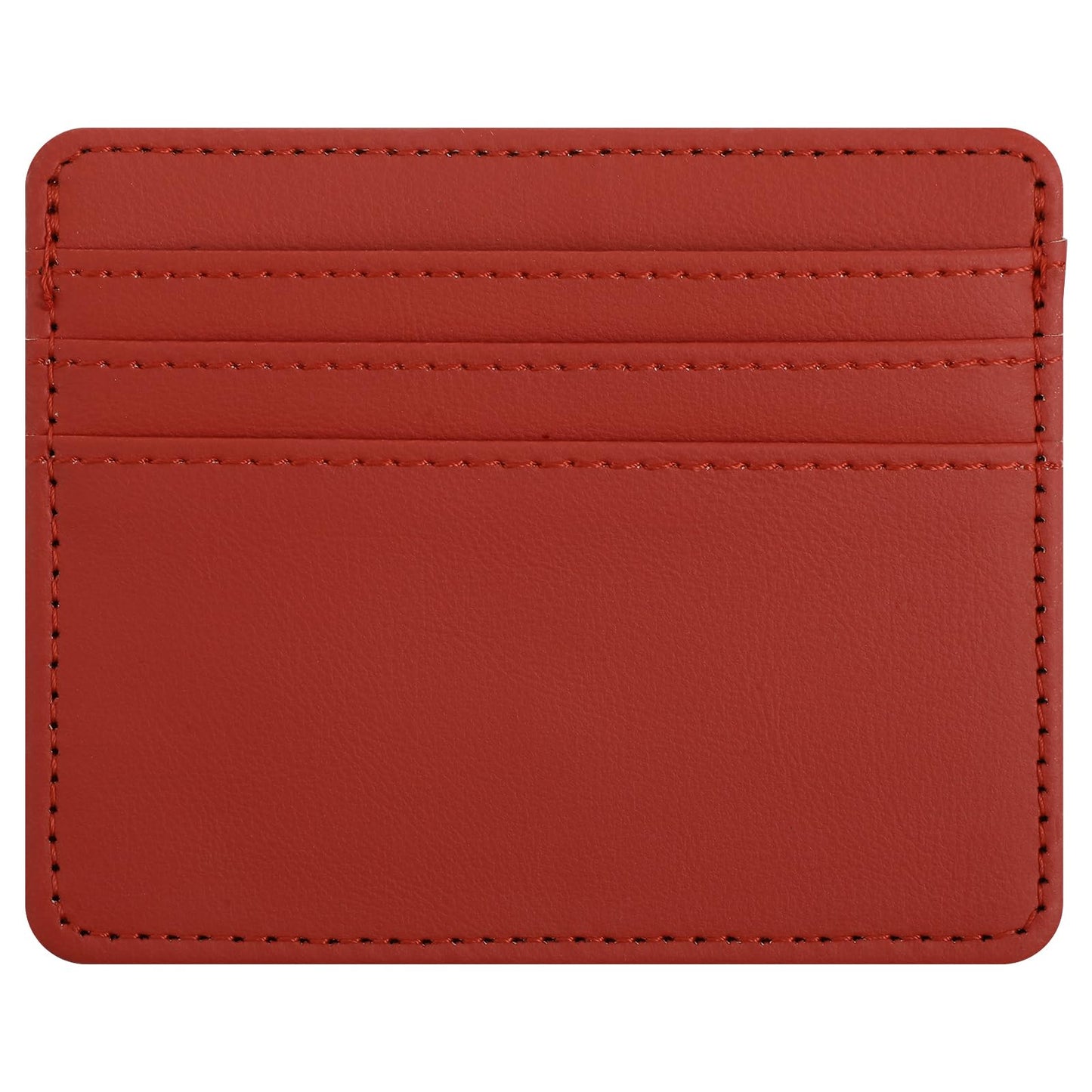 Bewudy Leather Card Holder Wallet, Slim Minimalist Credit Card Organizer for Women & Men, 4 Card Slots, Red (PU)