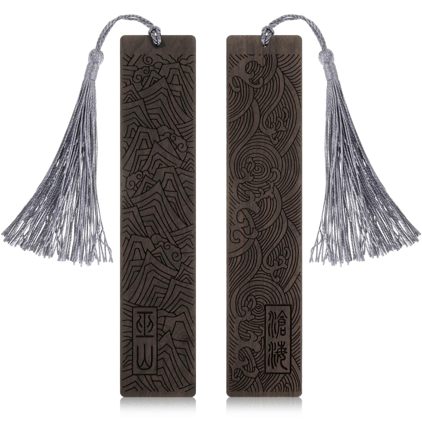 Amaxiu Wooden Bookmarks for Book Lovers, 2 Pack Handmade Wooden Bookmarks Natural Carving Craft Bookmarks Couple Vintage Book Mark for Men Women Readers Teachers(A)