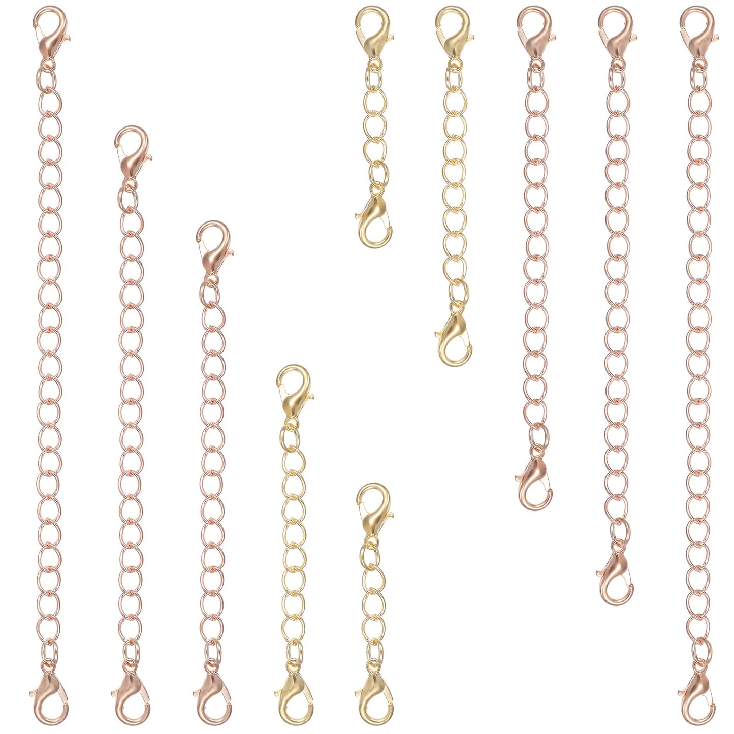 AOZUO Pack of 10 Chain Extensions, 5 Sizes Chain Extensions, Chain Extensions, Anklet, Necklace Extension Set, Extension Set, Leather